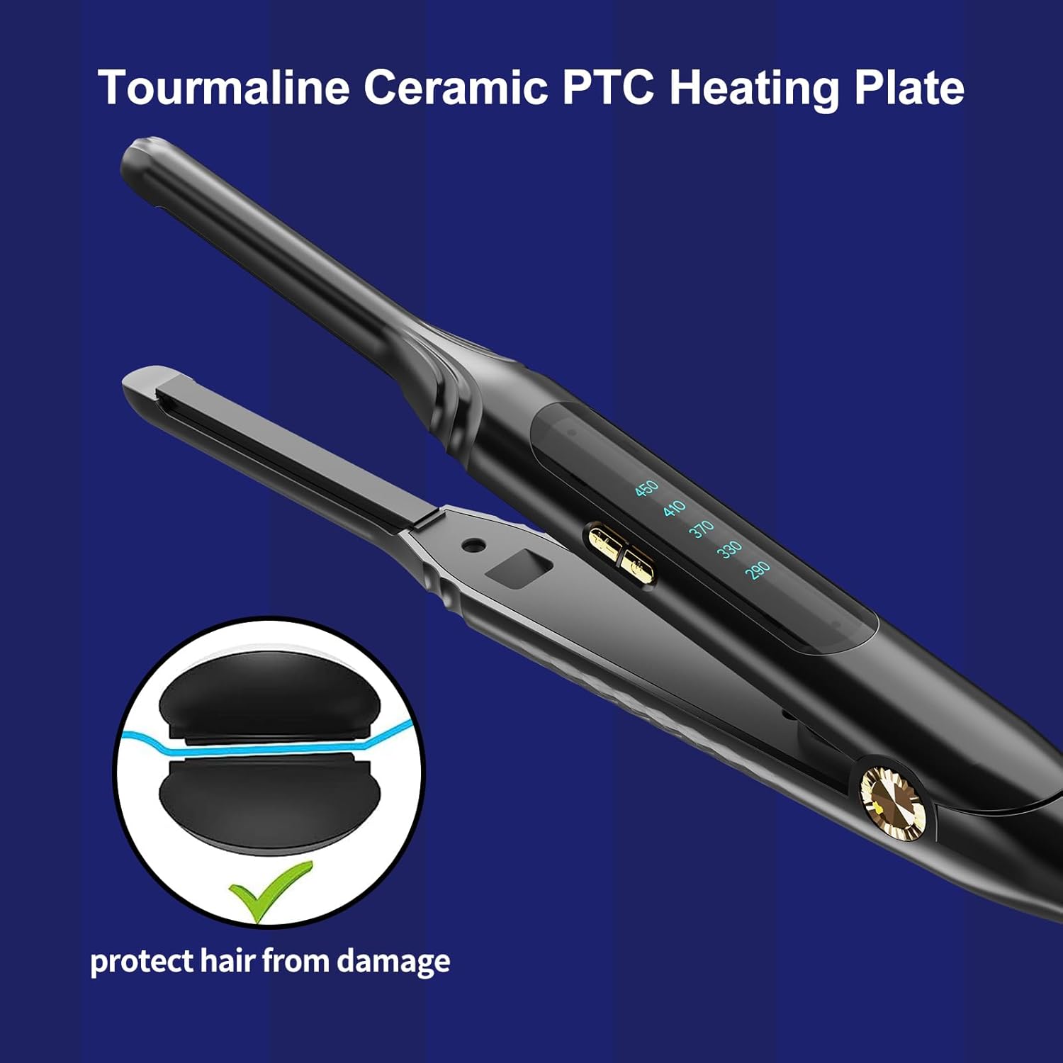 3/10 Inch Mini Pencil Flat Iron for Short Hair, Black, LED Display - Image 3