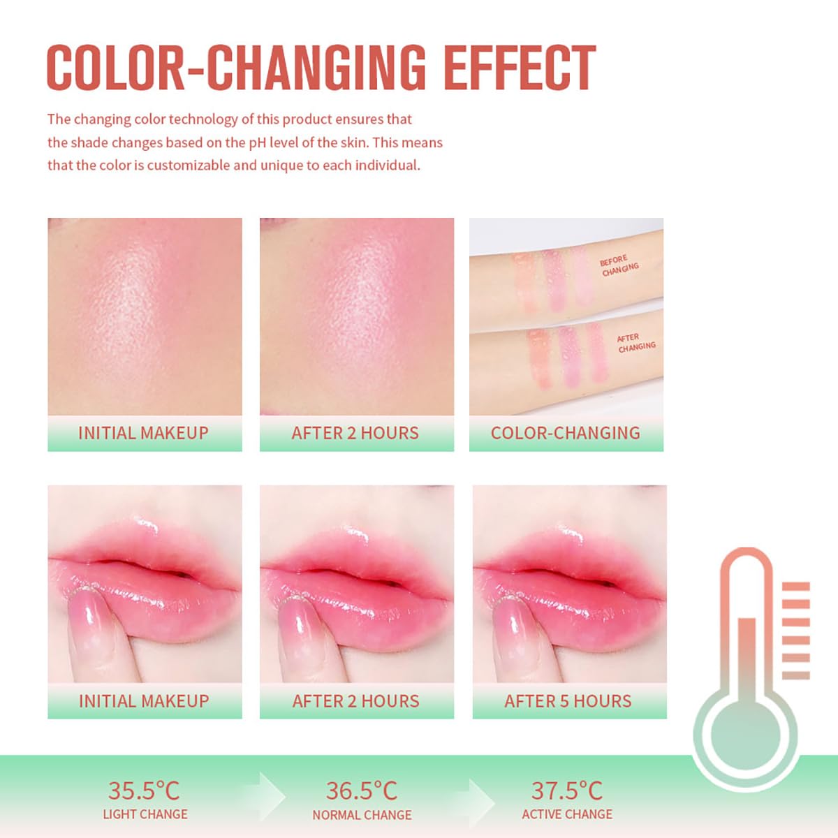 PH Tinted Moisture Stick Shy Pink 3-in-1 Color Changing Blush for Cheeks Eyes Lips 0.35 oz - Image 5
