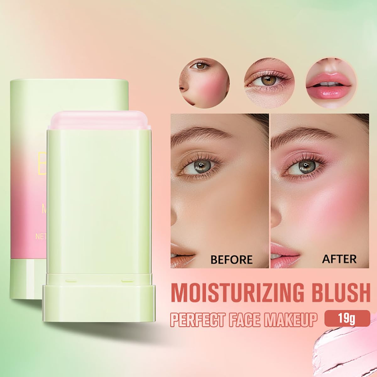 PH Tinted Moisture Stick Shy Pink 3-in-1 Color Changing Blush for Cheeks Eyes Lips 0.35 oz - Image 4