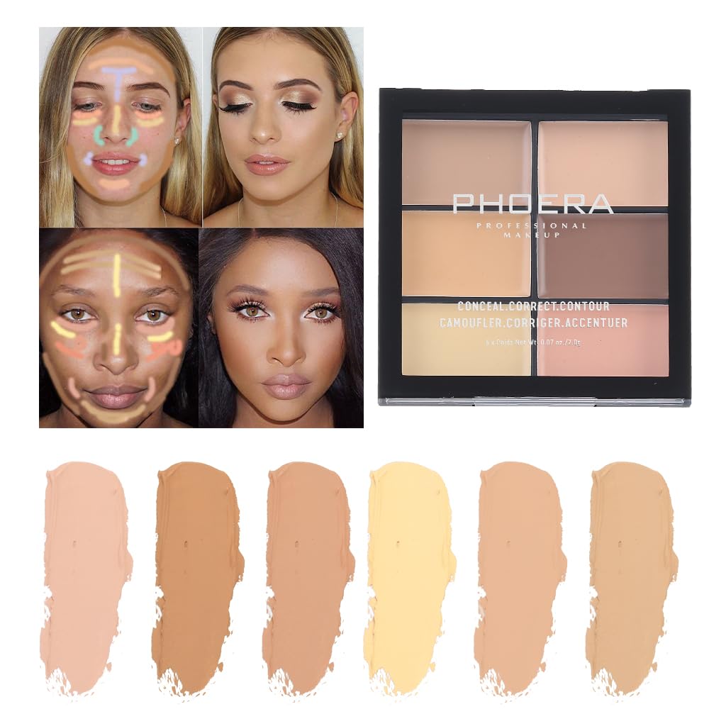 PHOERA Full Coverage Concealer Palette for Face Contouring Color Correction 03 Deep - Image 3