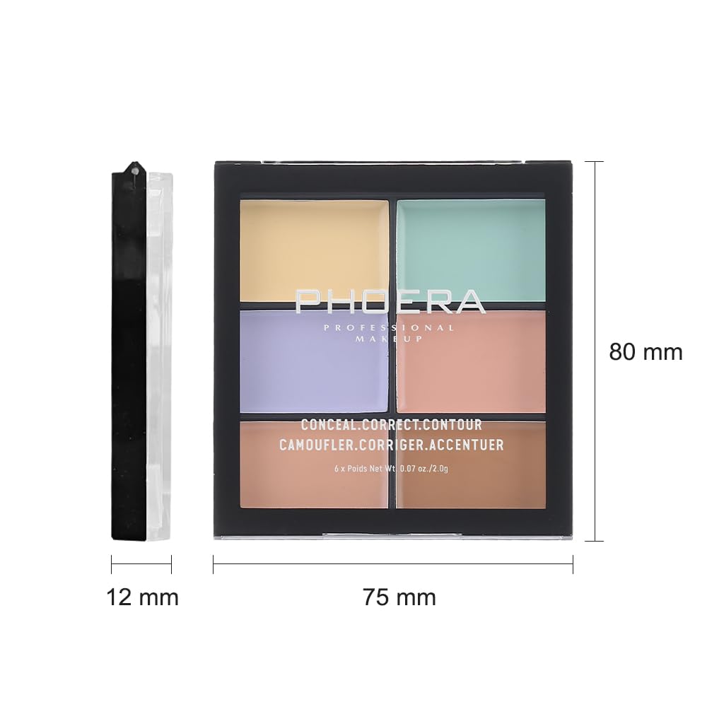 PHOERA Full Coverage Concealer Palette for Face Contouring Color Correction 03 Deep - Image 6