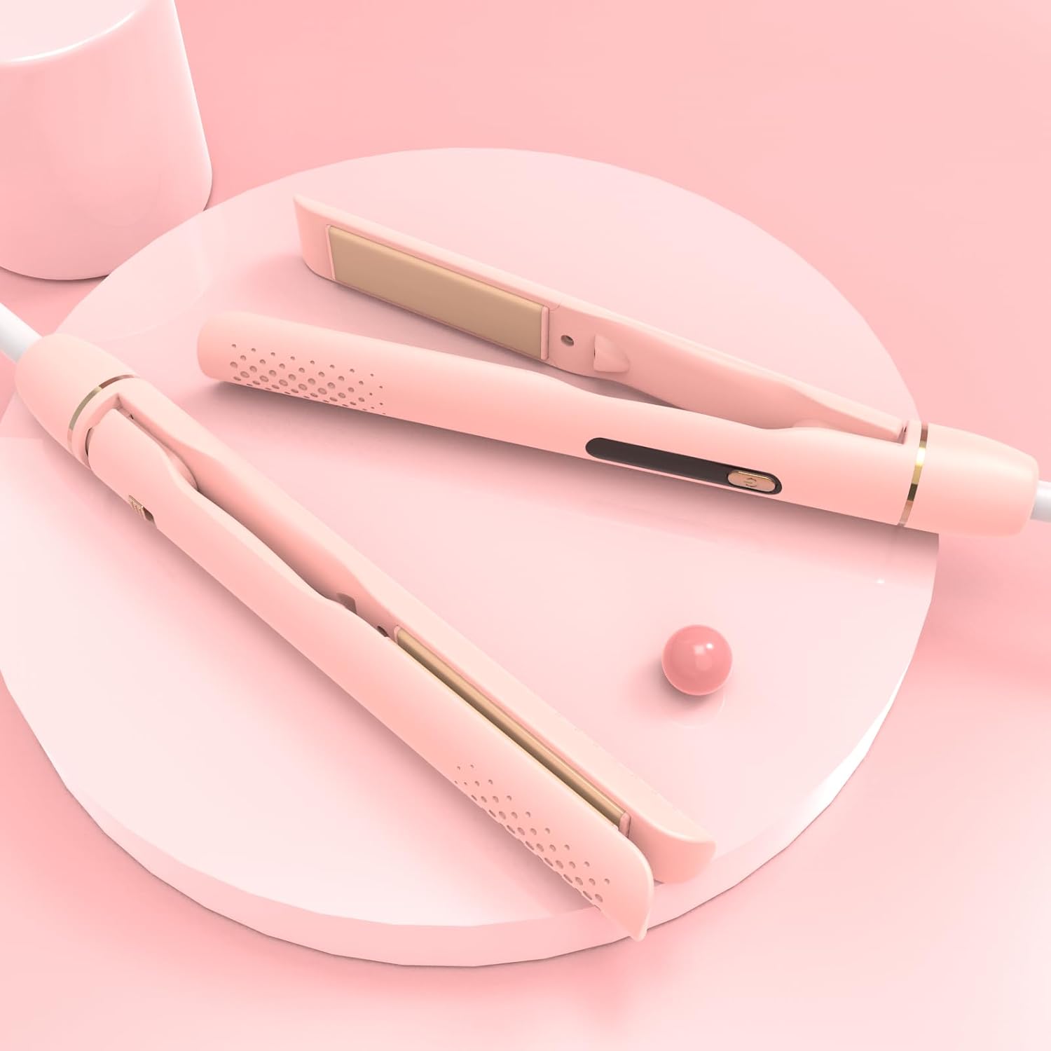 Pink 2-in-1 Hair Straightener and Curler with Fast Heating Tourmaline Ceramic, 60-Minute Auto Shutoff - Image 7