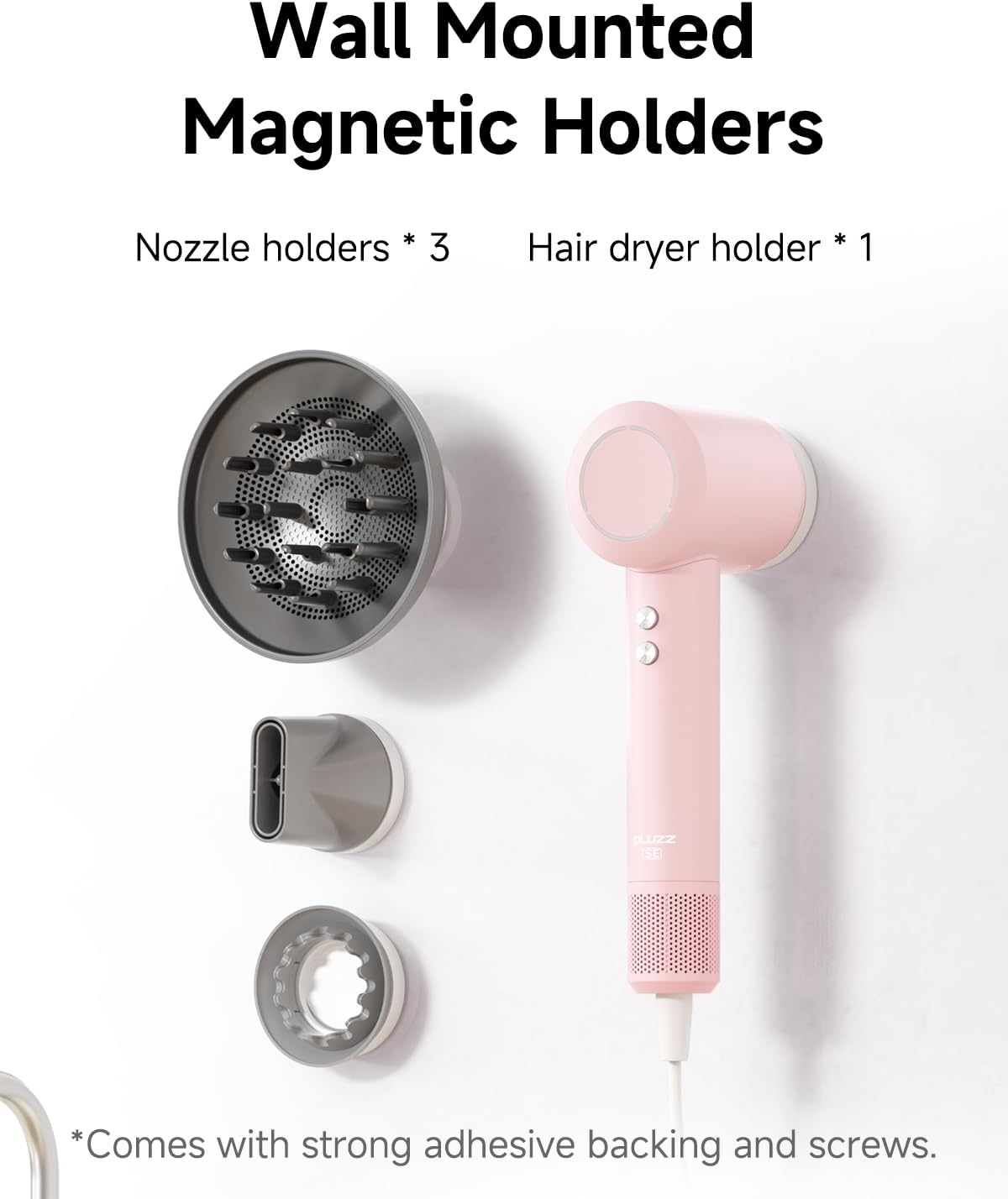 PLUZZ Pink 1600W High-Speed Hair Dryer Set, 110000RPM, Low Noise, Travel Ready with Diffuser - Image 6