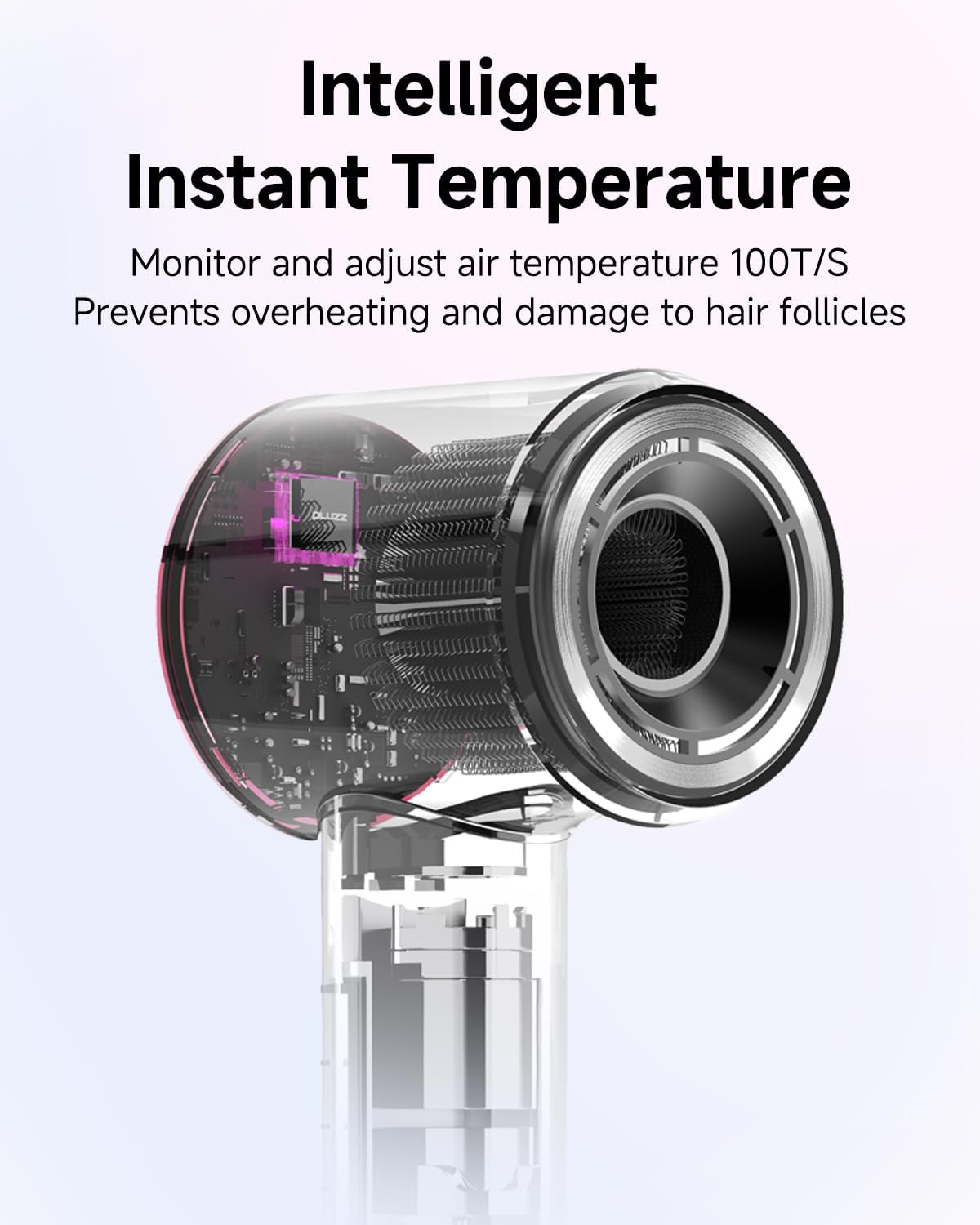 PLUZZ Pink 1600W High-Speed Hair Dryer Set, 110000RPM, Low Noise, Travel Ready with Diffuser - Image 7