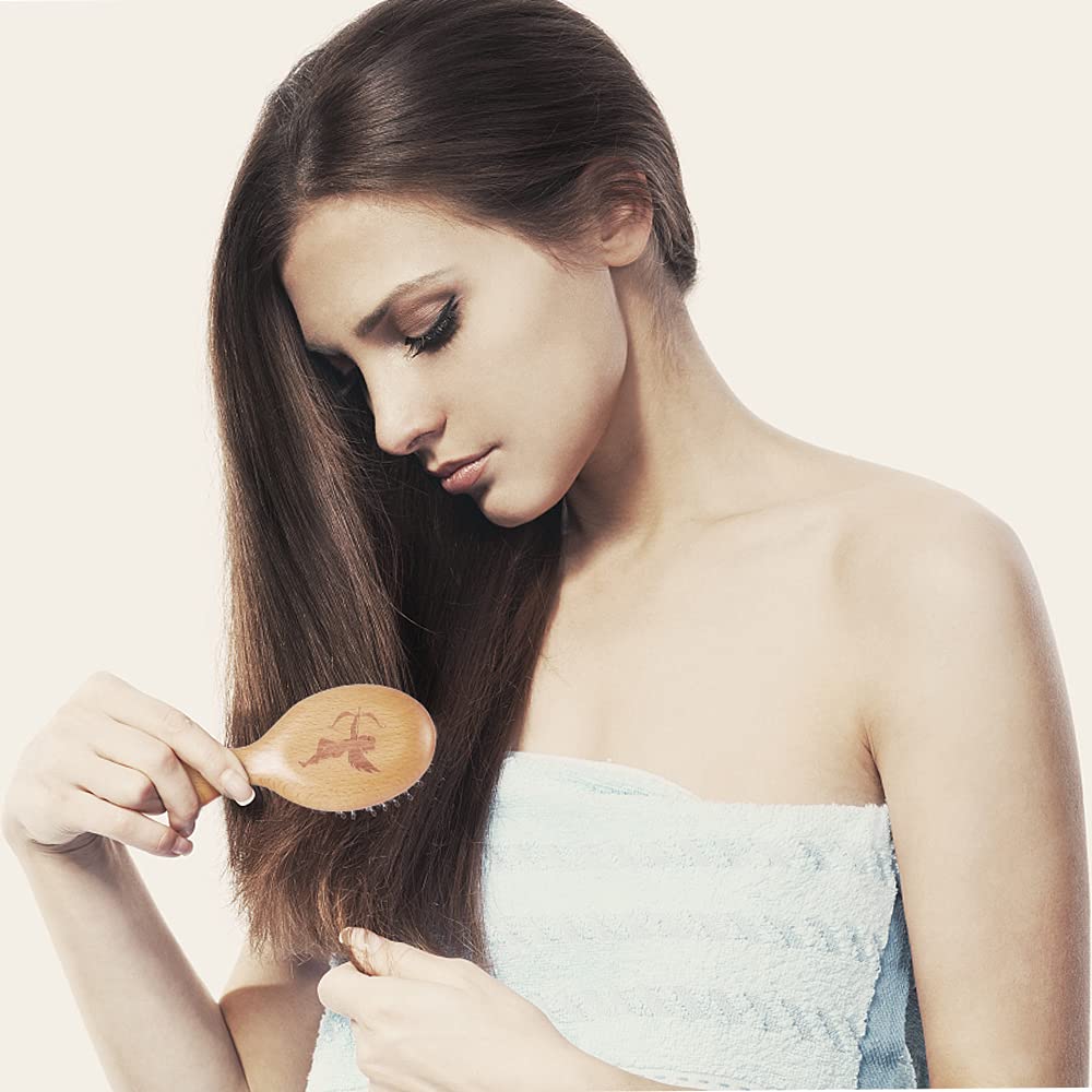 Portable Mini Travel Hair Brush Boar Bristle Smoothing Detangling All Hair Types - Image 6