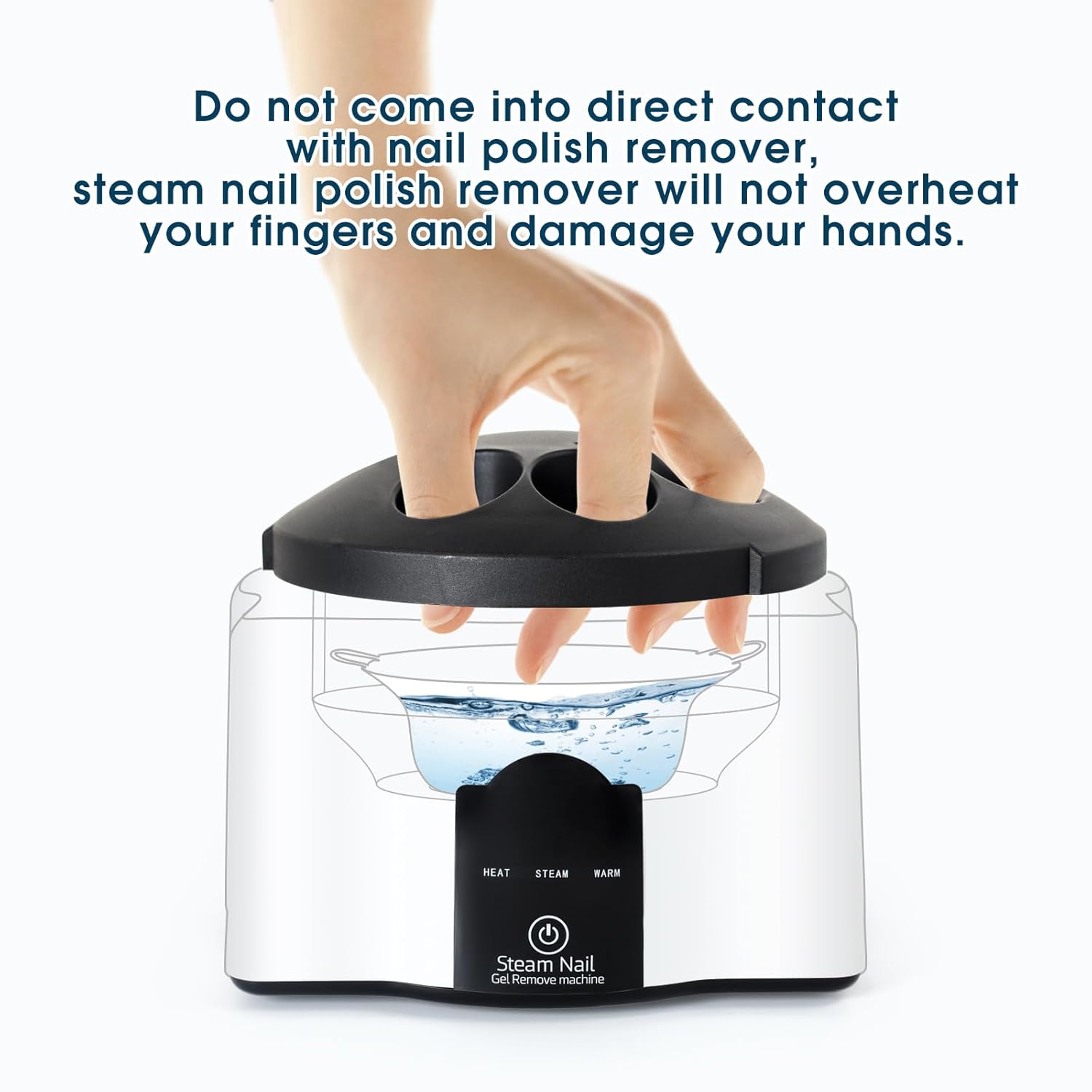 Gentle Black/White Portable Steam Nail Polish Remover Machine with Soaking Bowl - Image 5