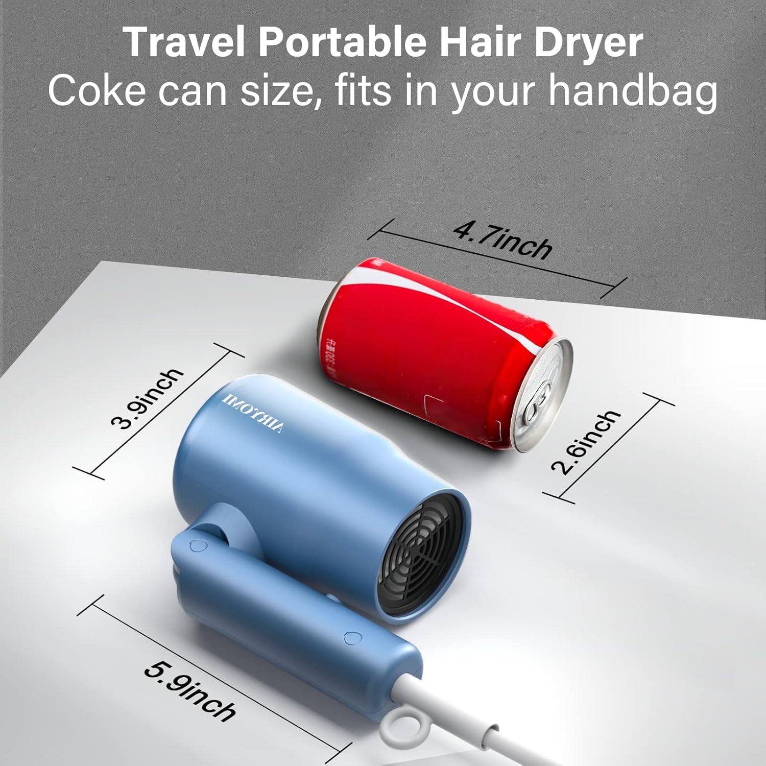 1875W Dual Voltage Lightweight Compact Folding Travel Hair Dryer with EU Plug - Image 2