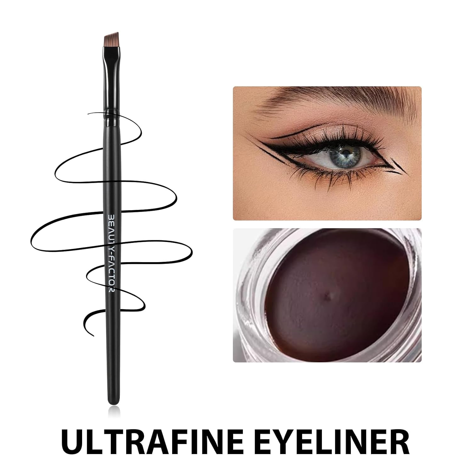 Ultra-Fine Tip Precision Eyeliner Brush Durable Synthetic Bristles for Sharp Lines and Smoky Effects - Image 6