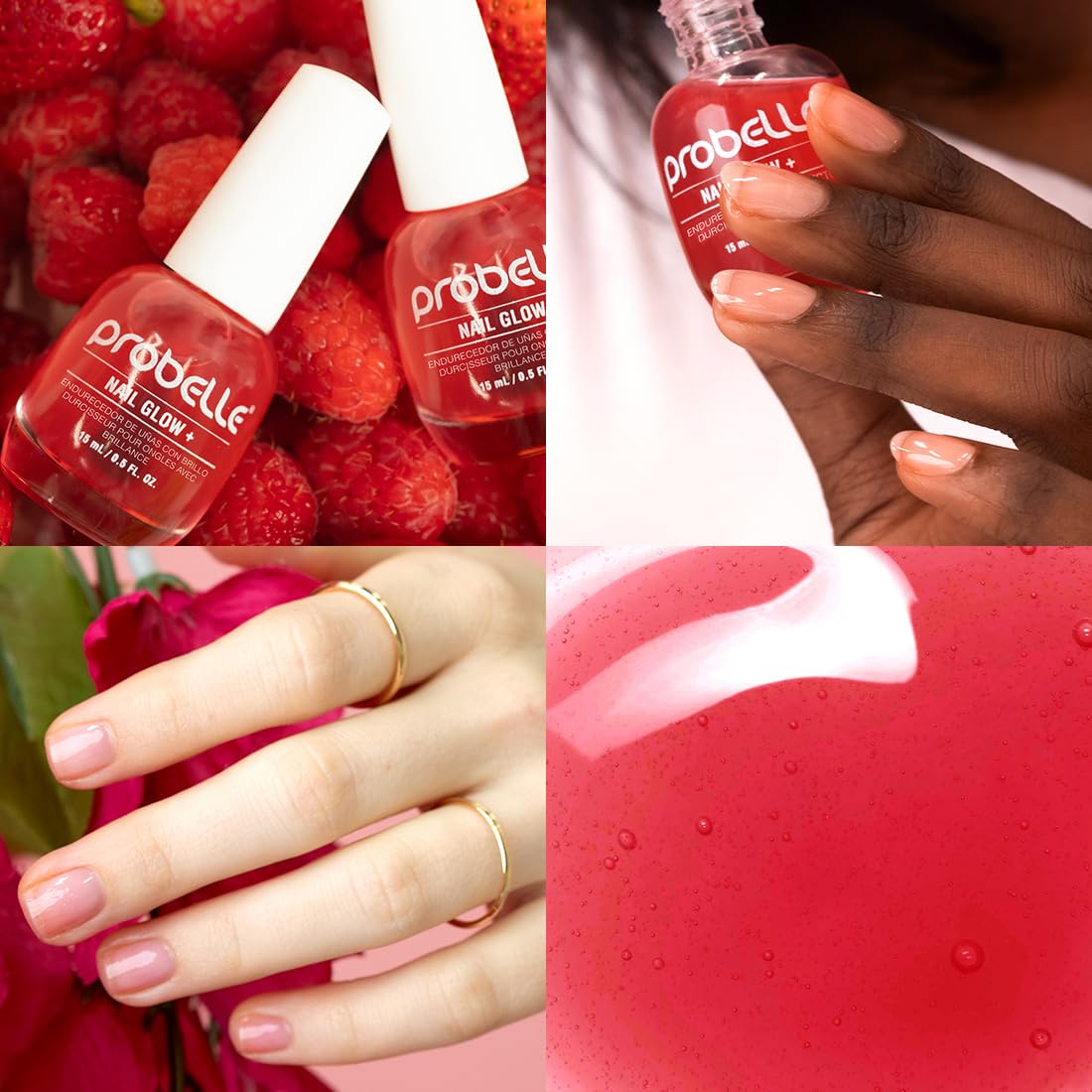Probelle Nail Glow Strengthener with Sheer Jelly Tint for Damaged Nails 0.5 oz Berry - Image 2