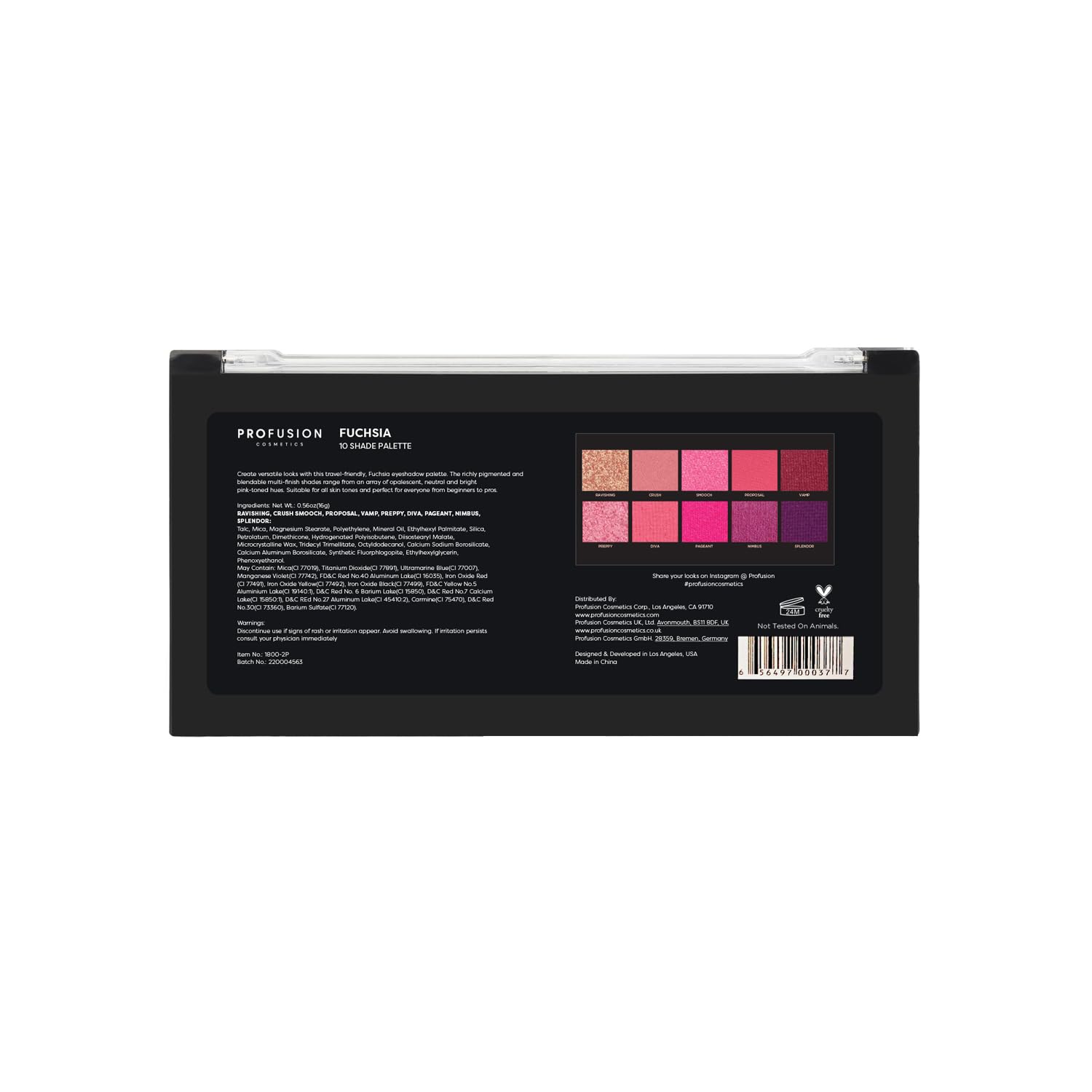 Profusion Cosmetics Fuchsia 10 Shade Eyeshadow Palette High Pigment Long Lasting Color - Image 5