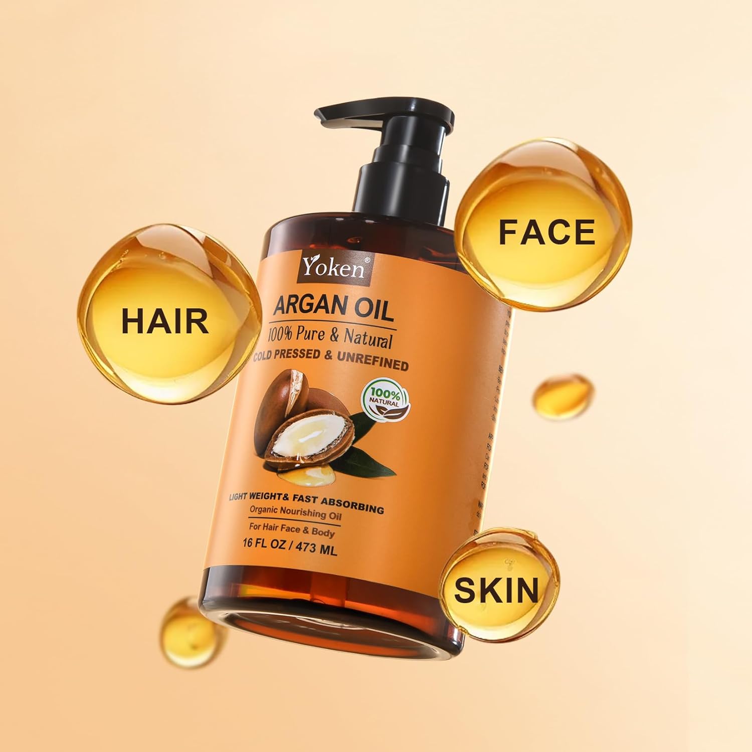 16 Fl Oz Cold Pressed Pure Moroccan Argan Oil for Hair, Scalp, Face and Skin - Image 5