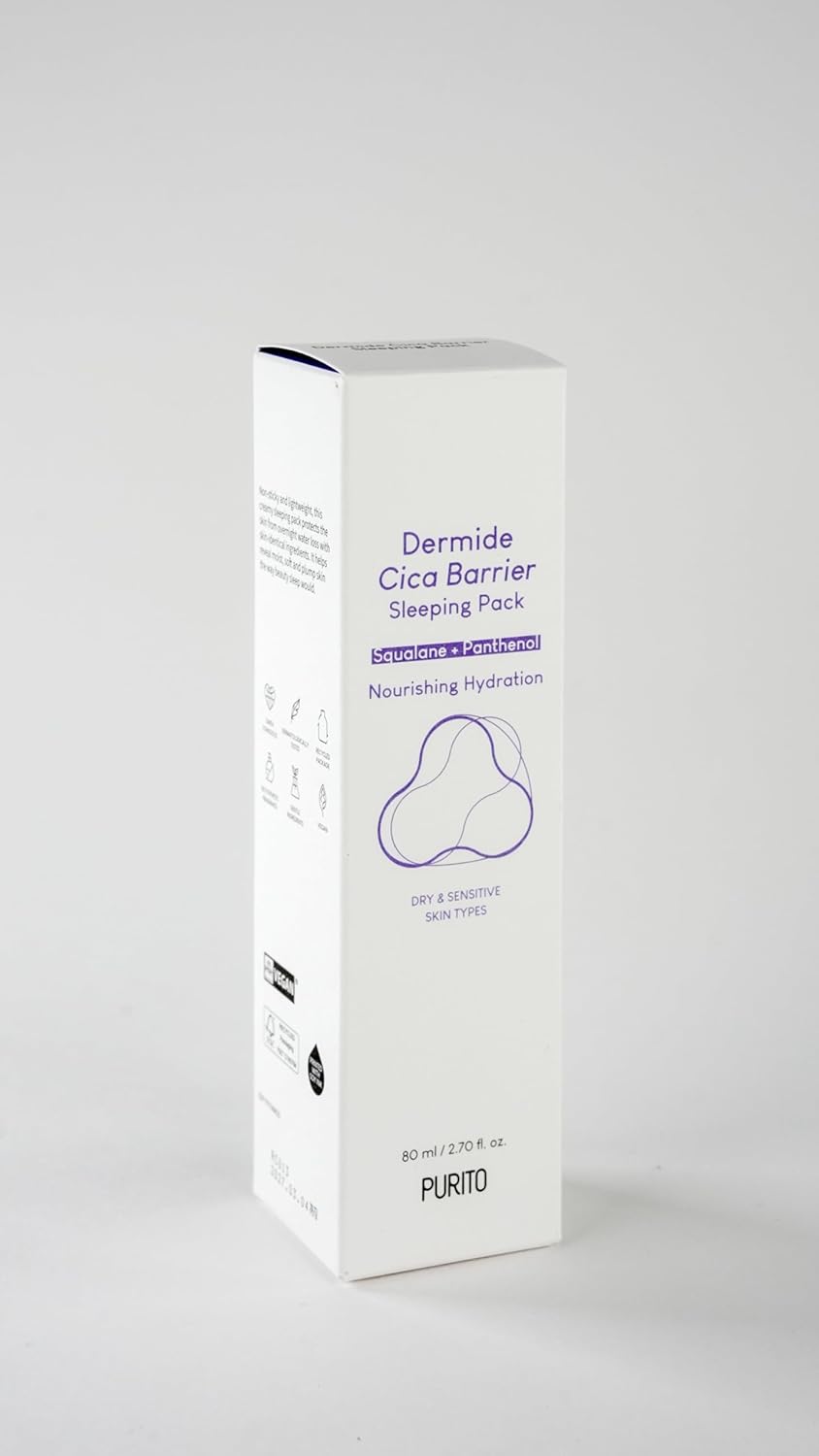 PURITO Dermide Cica Barrier 80ml Sleeping Pack Night Cream for Sensitive Skin - Image 6
