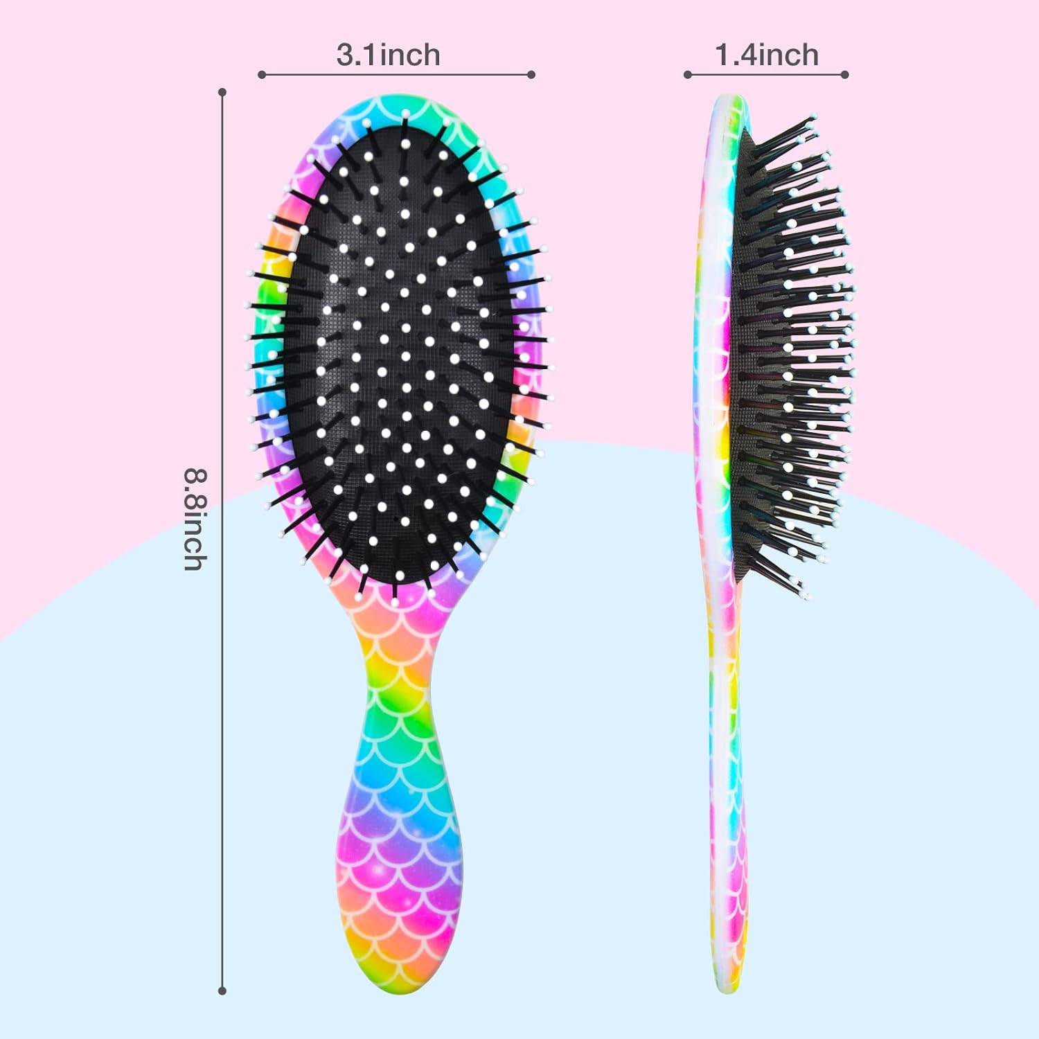 Rainbow Mermaid Detangling Hair Brush for Girls and Women, Wet/Dry Comb for All Hair Types - Image 2