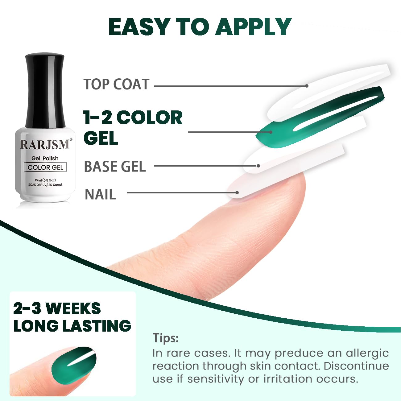 RARJSM 15ML Chameleon Gel Nail Polish Bright to Dark Green for DIY Art - Image 6