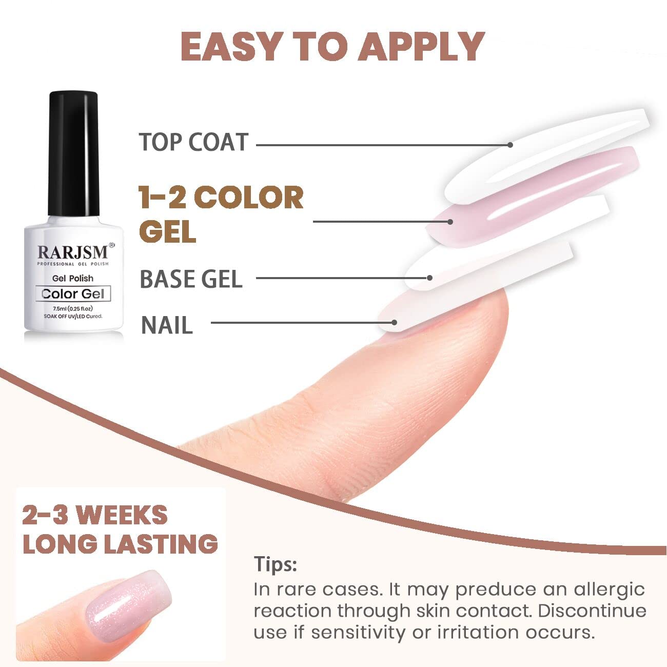 RARJSM 15ml Sheer Pink Nude Gel Nail Polish with Silver Glitter for DIY Nail Art - Image 6