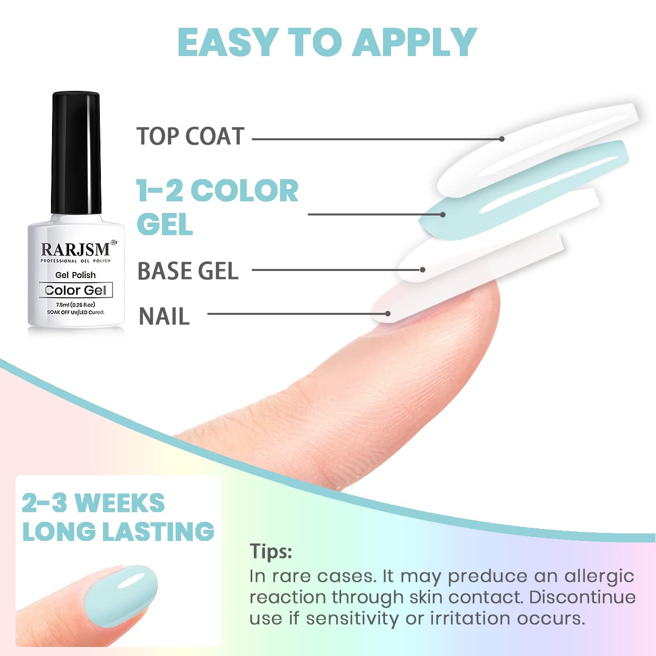RARJSM 6-Piece Pastel Gel Nail Polish Set for Spring Summer Home Manicures - Image 6