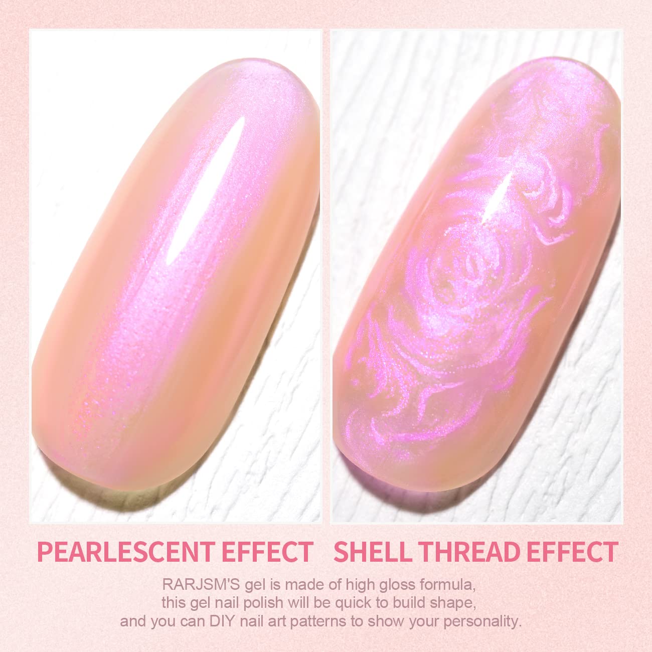 7.5ML Pearl Pink Purple Gel Nail Polish with Glitter Shimmer Effect - Image 3