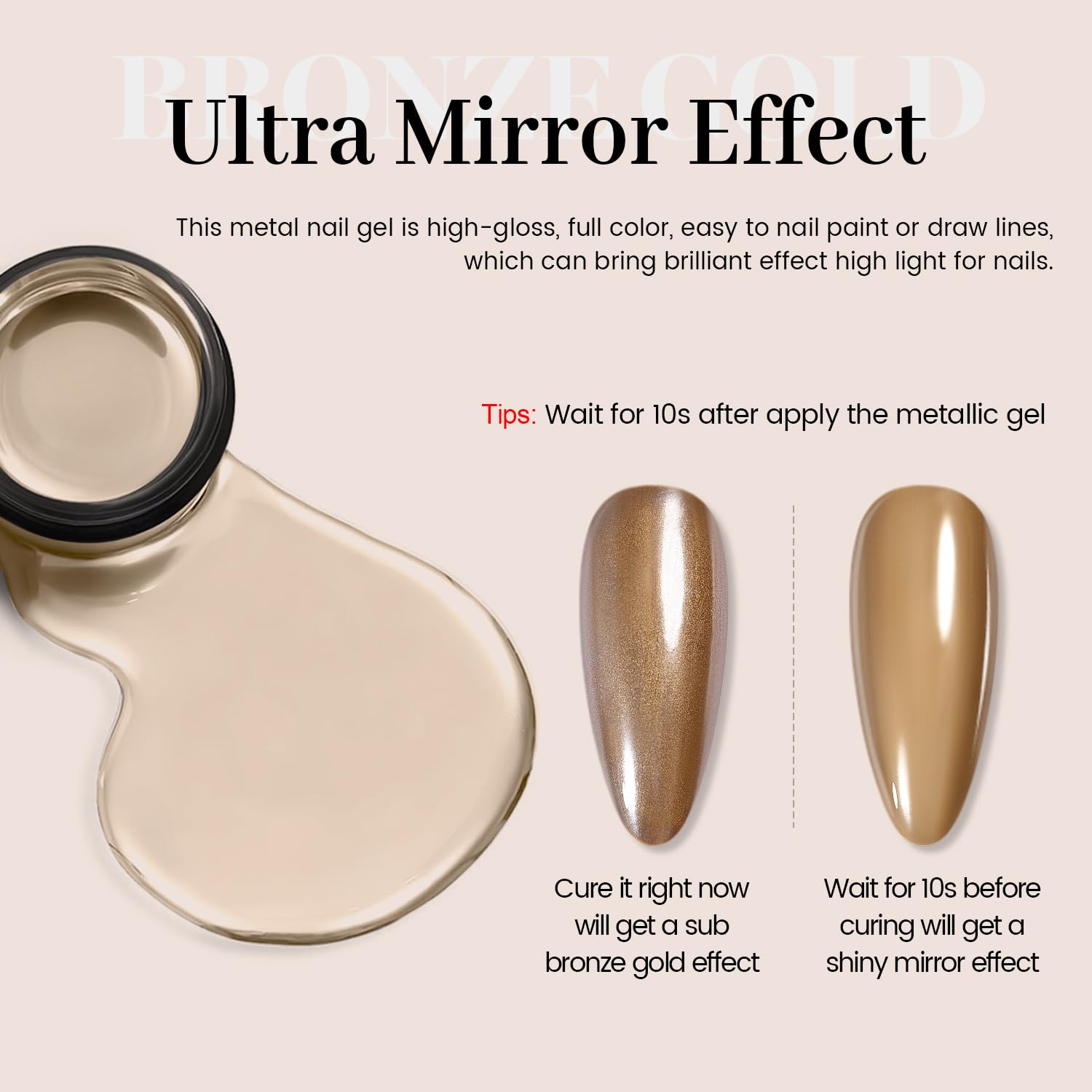 RARJSM 8ml Bronze Gold Chrome Metallic Painting Gel Nail Polish for DIY Nail Art - Image 4