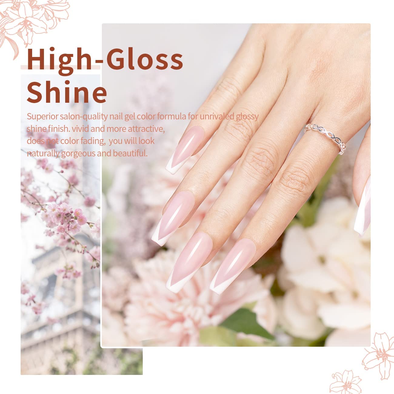 RARJSM 6-Piece Nude Gel Polish Set for French Manicure, 7.5ml Sheer Jelly Colors - Image 3