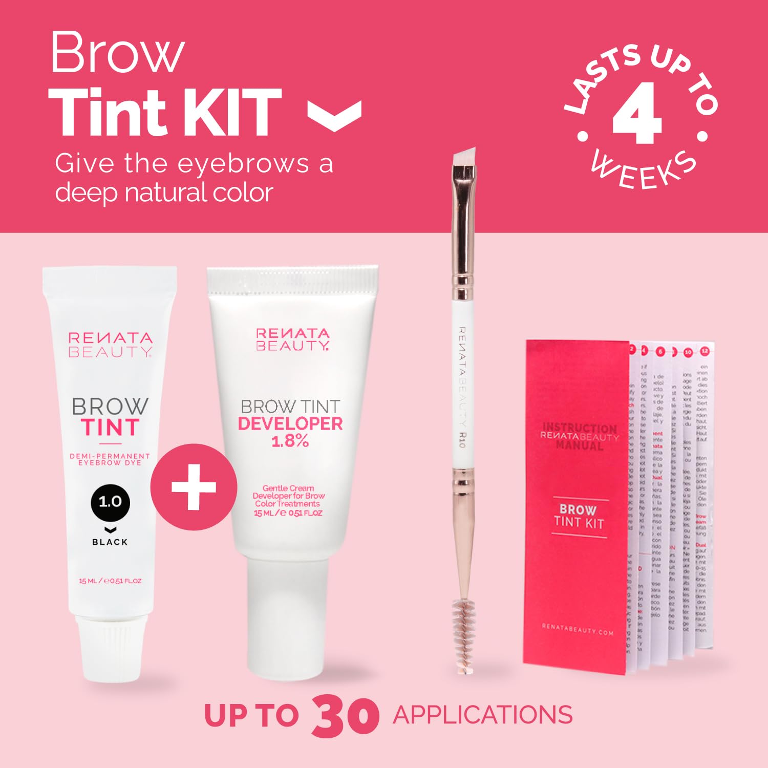 RB Renata Beauty Black Brow Tint Kit with Color Tint and Cream Developer 30 Applications - Image 4