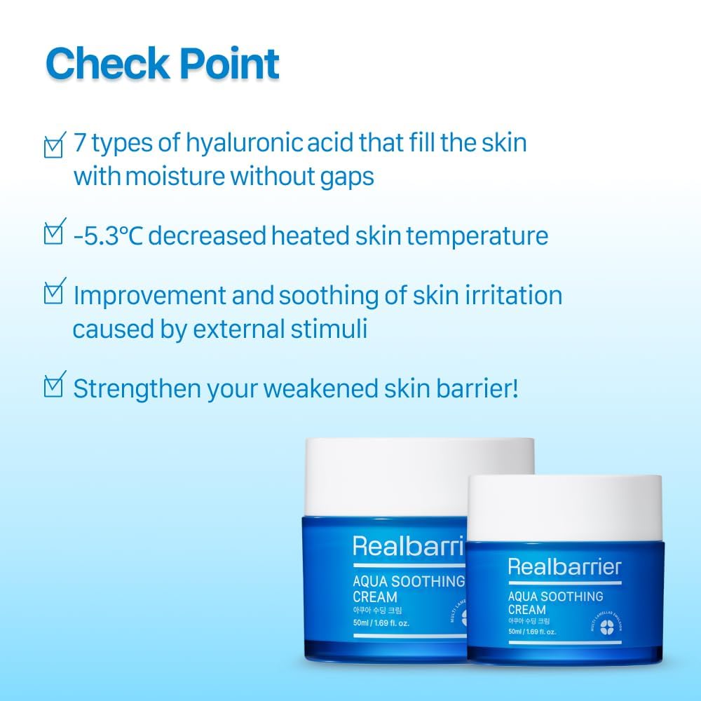 Real Barrier Aqua Soothing Cream 1.7 Fl Oz Sensitive Skin Facial Moisturizer with Hyaluronic Acid - Image 2