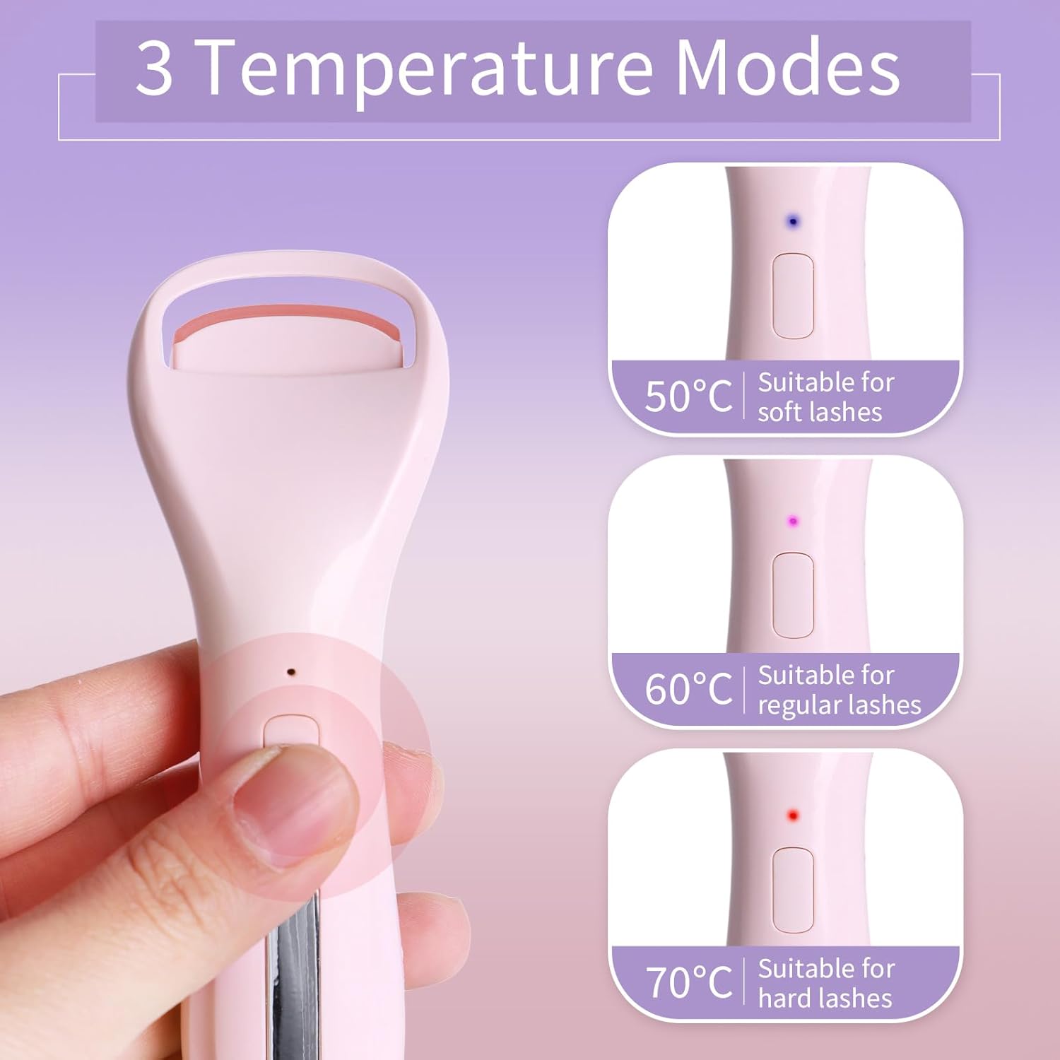 Electric Heated Eyelash Curler with Dual-Arc and 3 Temperatures for Beautiful Lashes - Image 3