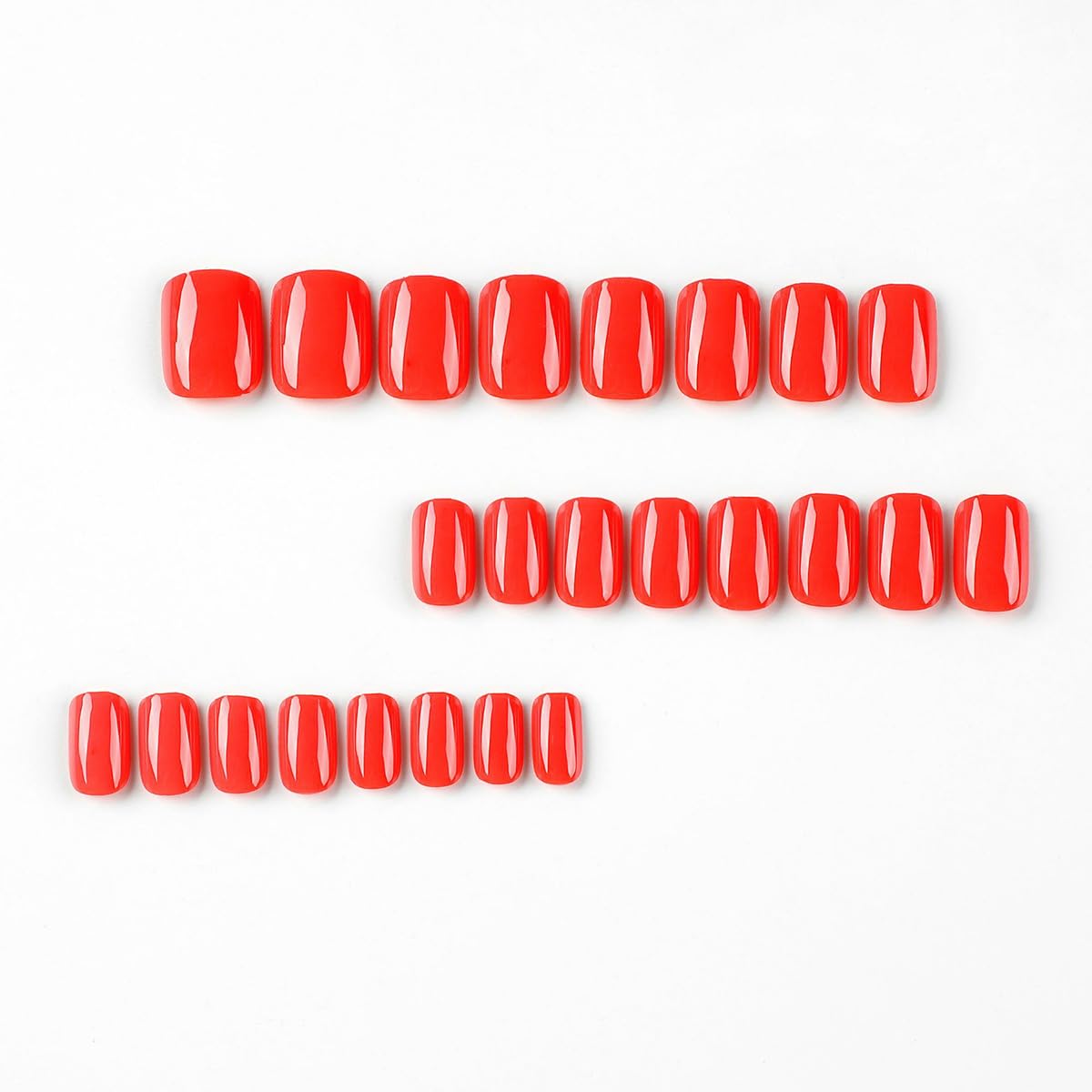Red Glossy Square Press-On Nails with Designs 24 Pcs Full Cover Medium Size for Women - Image 4