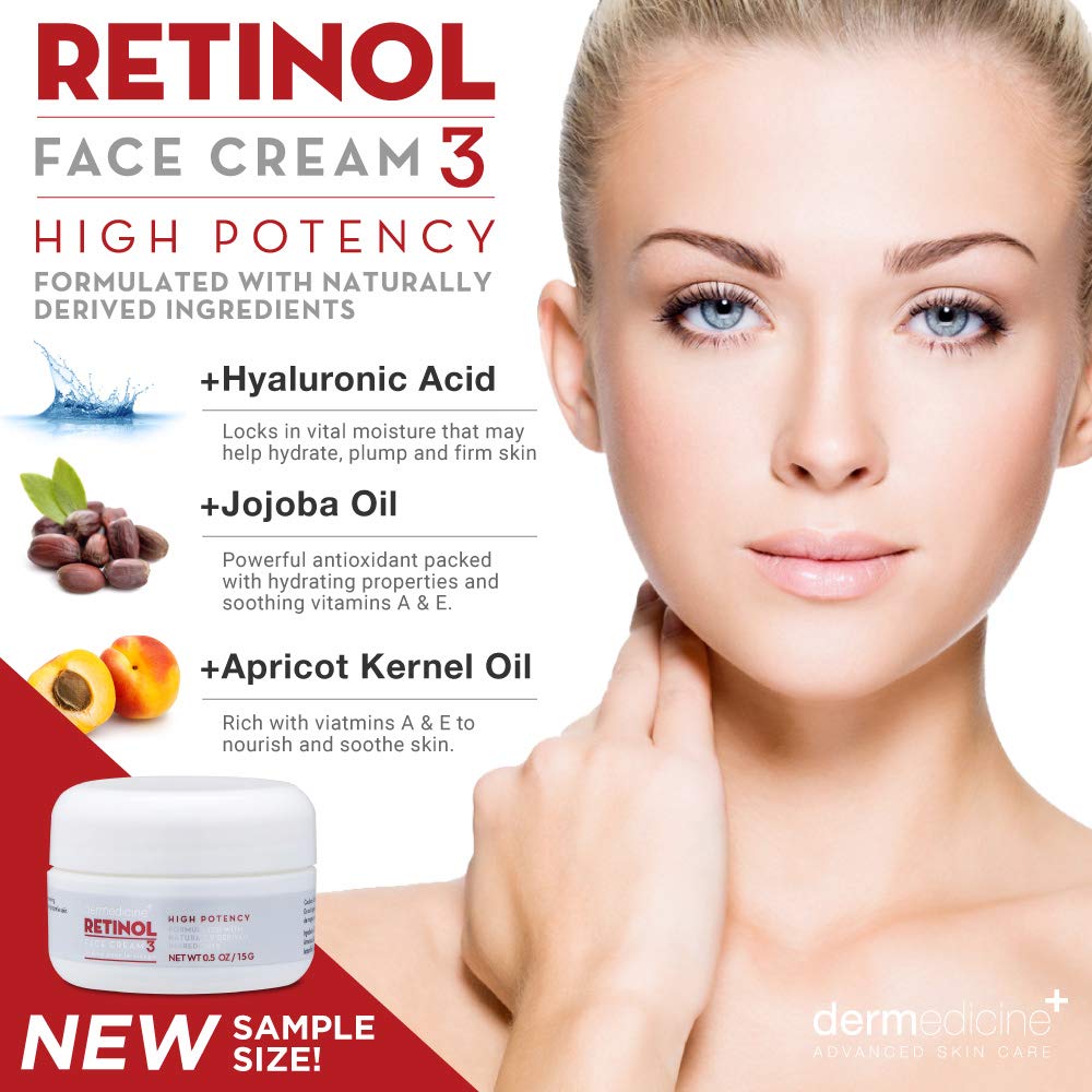 Retinol Face and Eye Cream 3% Blend with Hyaluronic Acid Jojoba Oil 1.7 oz - Image 2