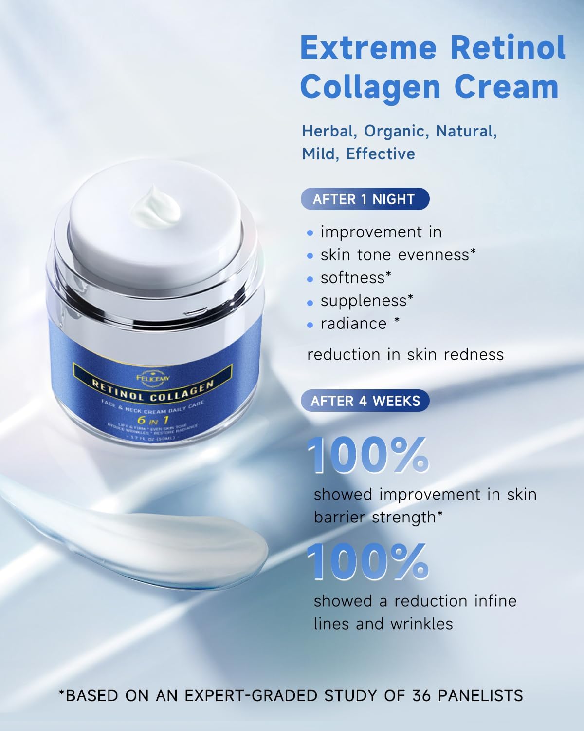 Retinol Face and Neck Cream with Collagen and Hyaluronic Acid 1.7 Fl Oz - Image 8
