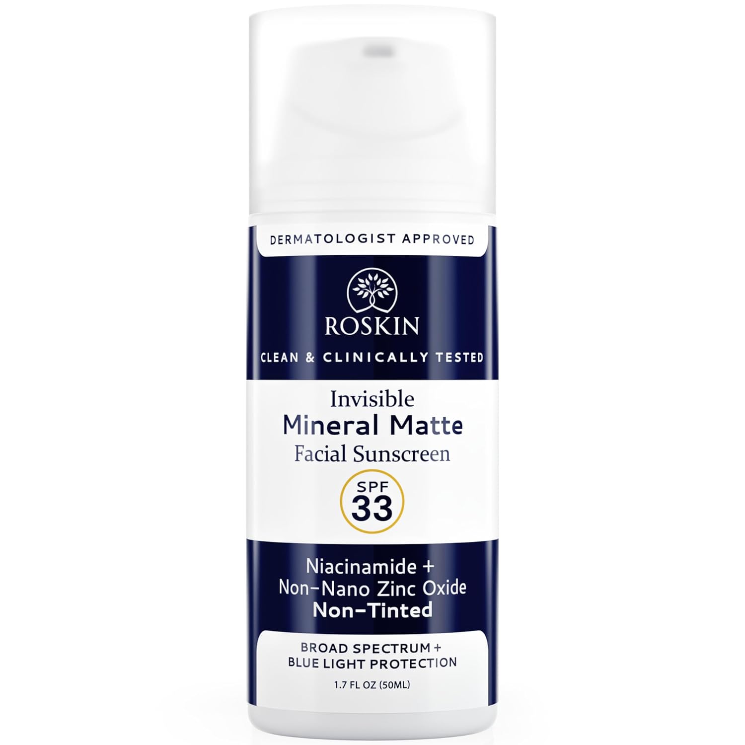 Roskin Invisible Mineral Face Sunscreen SPF 33 Non Nano Zinc Oxide 1.7 Oz Clear - Image 7