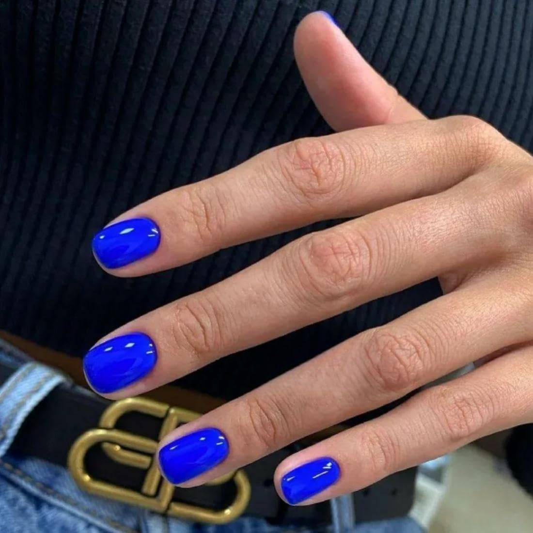 Royal Blue Short Square Press-On Nails 24pcs Thick Reusable Soft Gel - Image 3