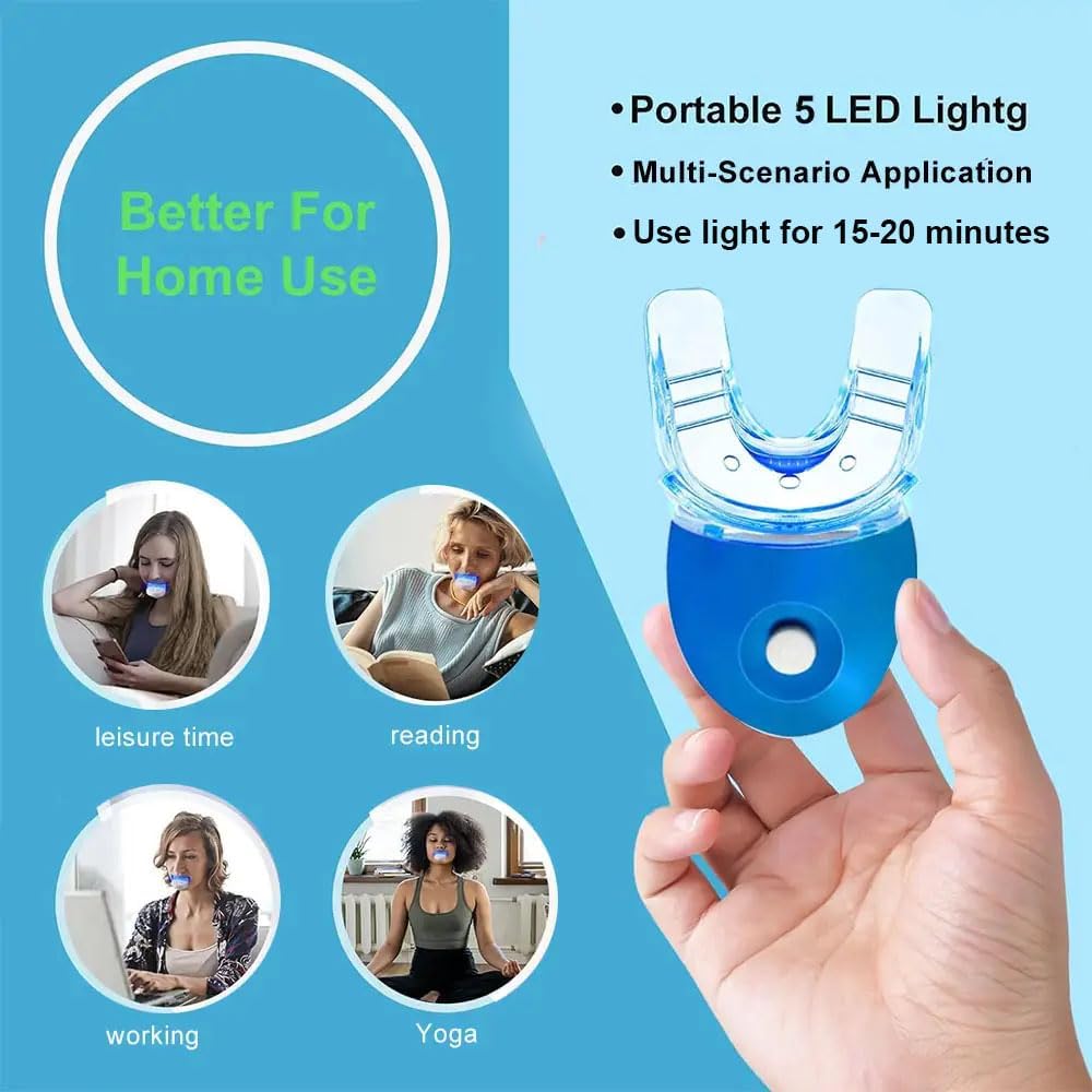 Sensitive Teeth Whitening Kit with LED Light, Gentle Gel Syringes, Blue - Image 5