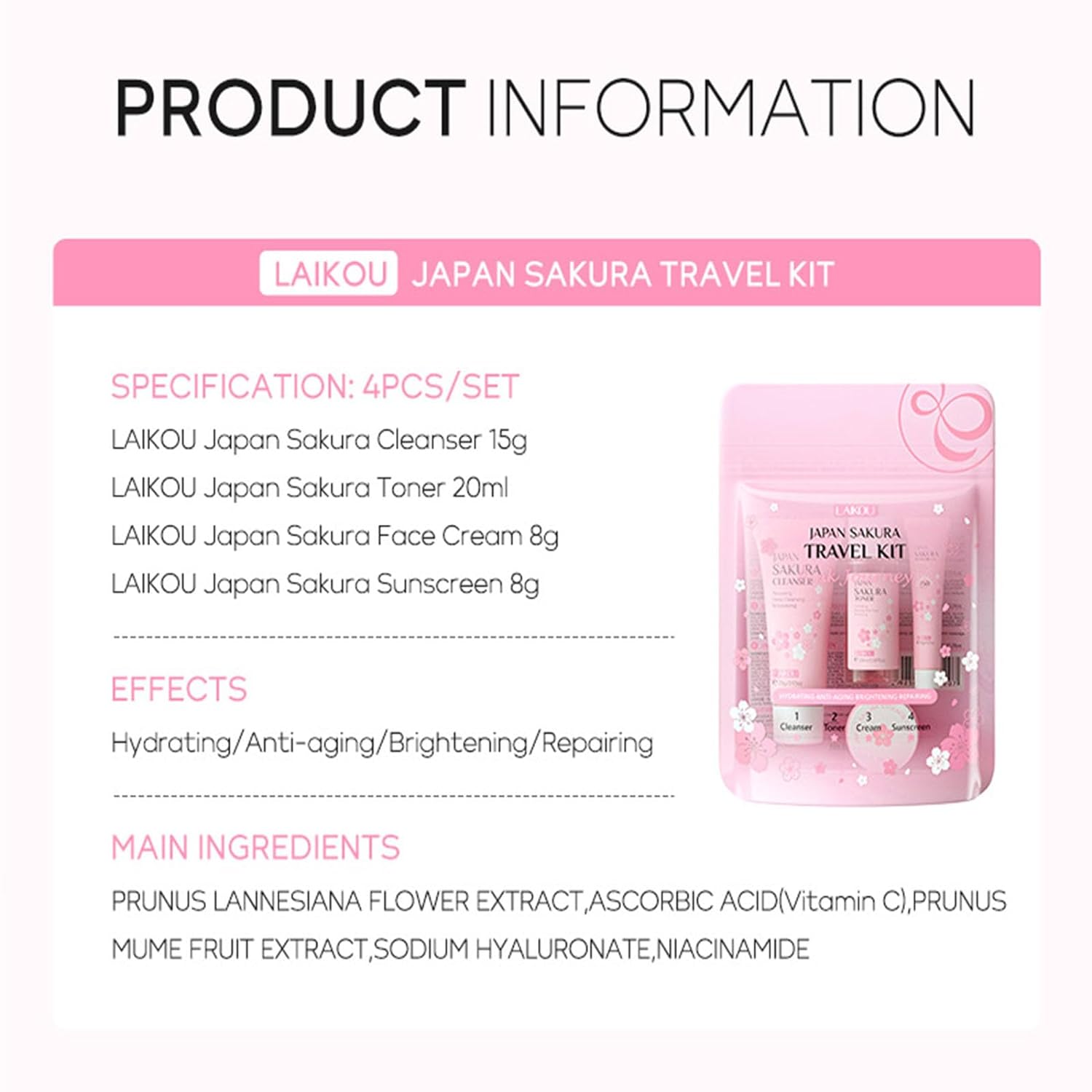 Sakura Travel Skincare Set for Teenage Girls - 4 Piece Gentle Face Care Kit - Image 6