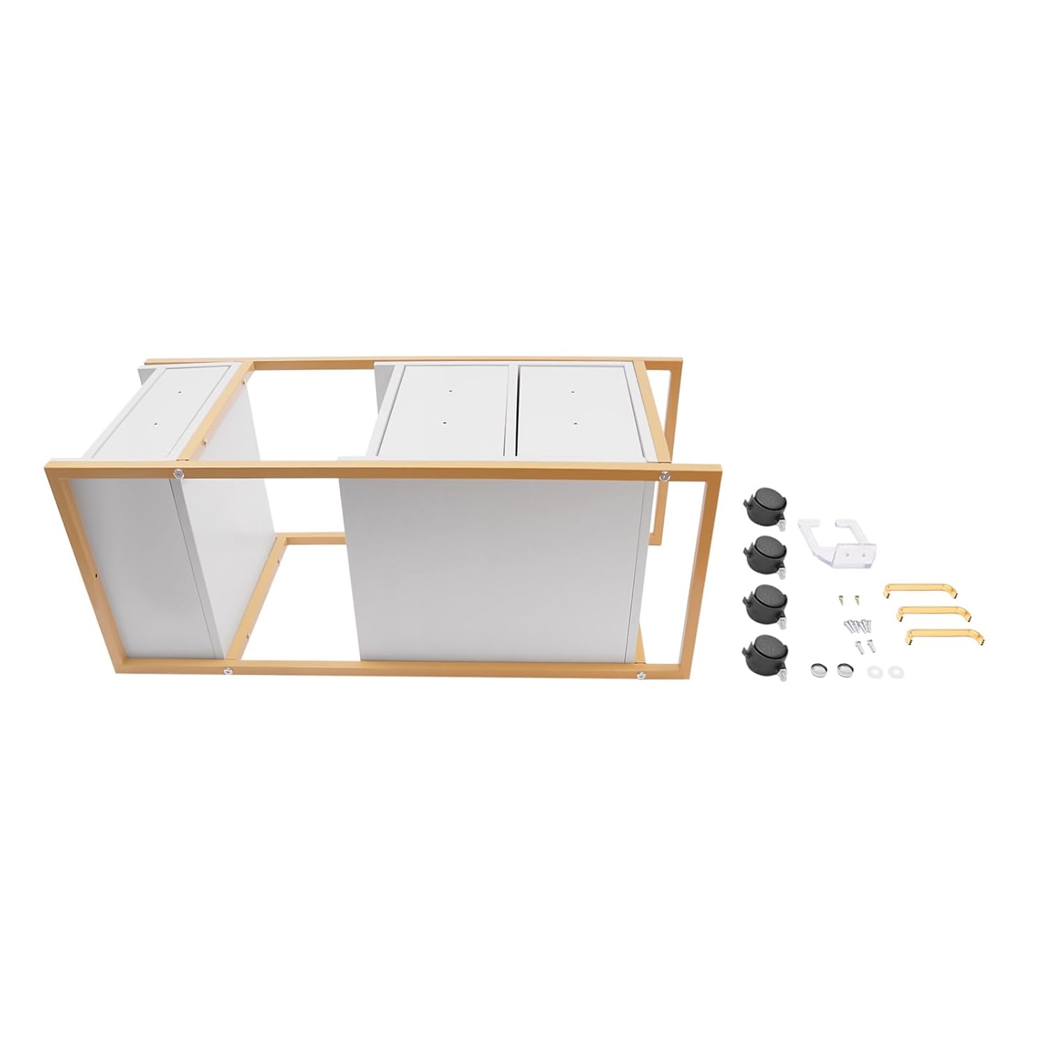 Gold and White 5-Drawer Salon Barber Trolley with Lockable Wheels and Hair Dryer Holder - Image 9