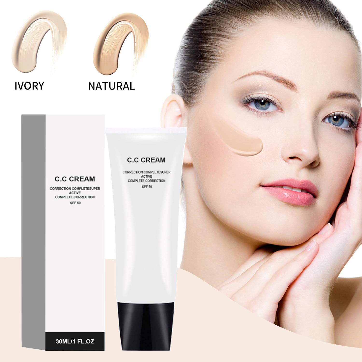 Mature Skin Self-Adjusting CC Cream Foundation SPF 50 Natural Tone Primer 50ml - Image 4