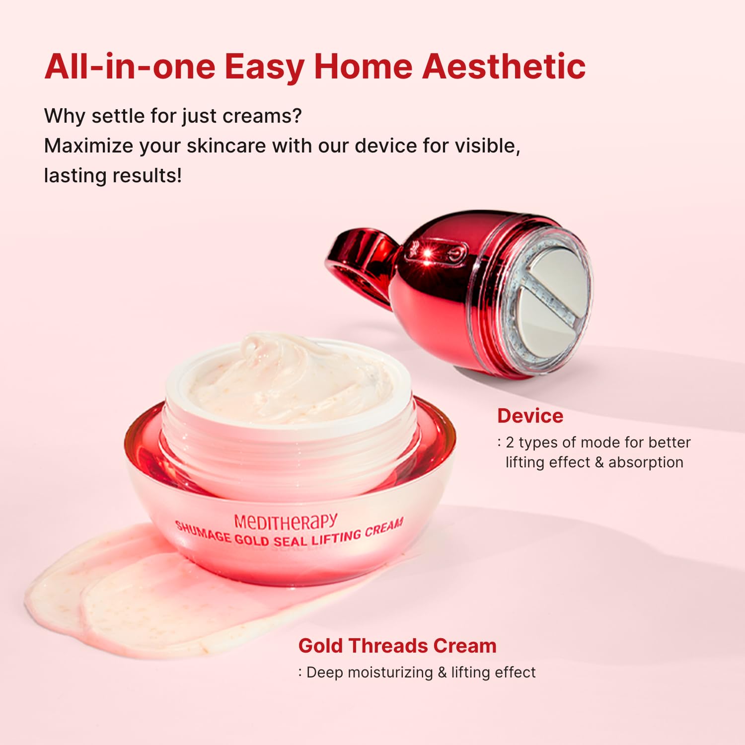 Shumage Gold Seal Lifting Cream and Microcurrent Device for Hydrating and Tightening Skin - 1.69 Fl. Oz - Image 2