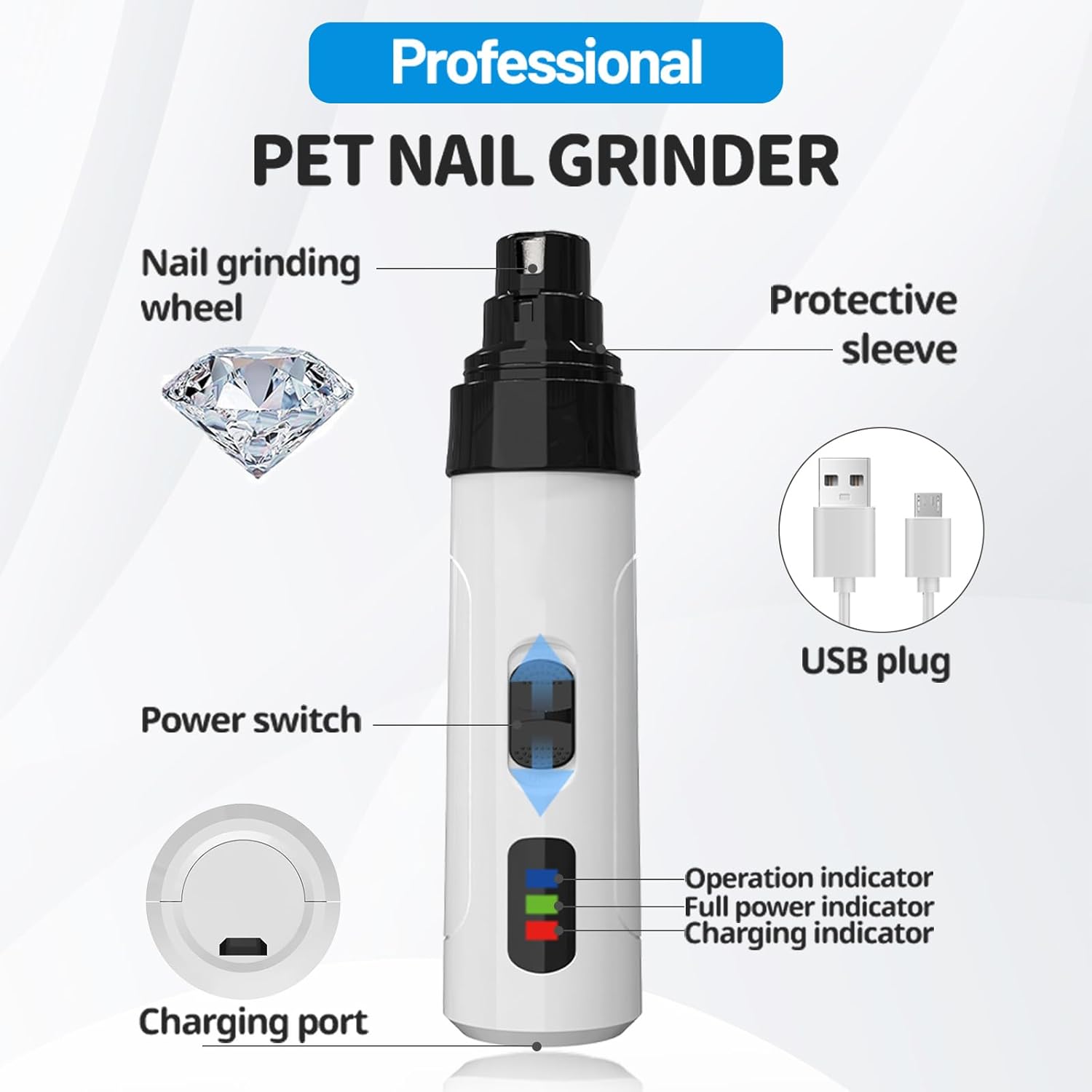 Silent Groom Pro Dog Nail Grinder with USB Rechargeable Trimmer for Safe Grooming - Image 4