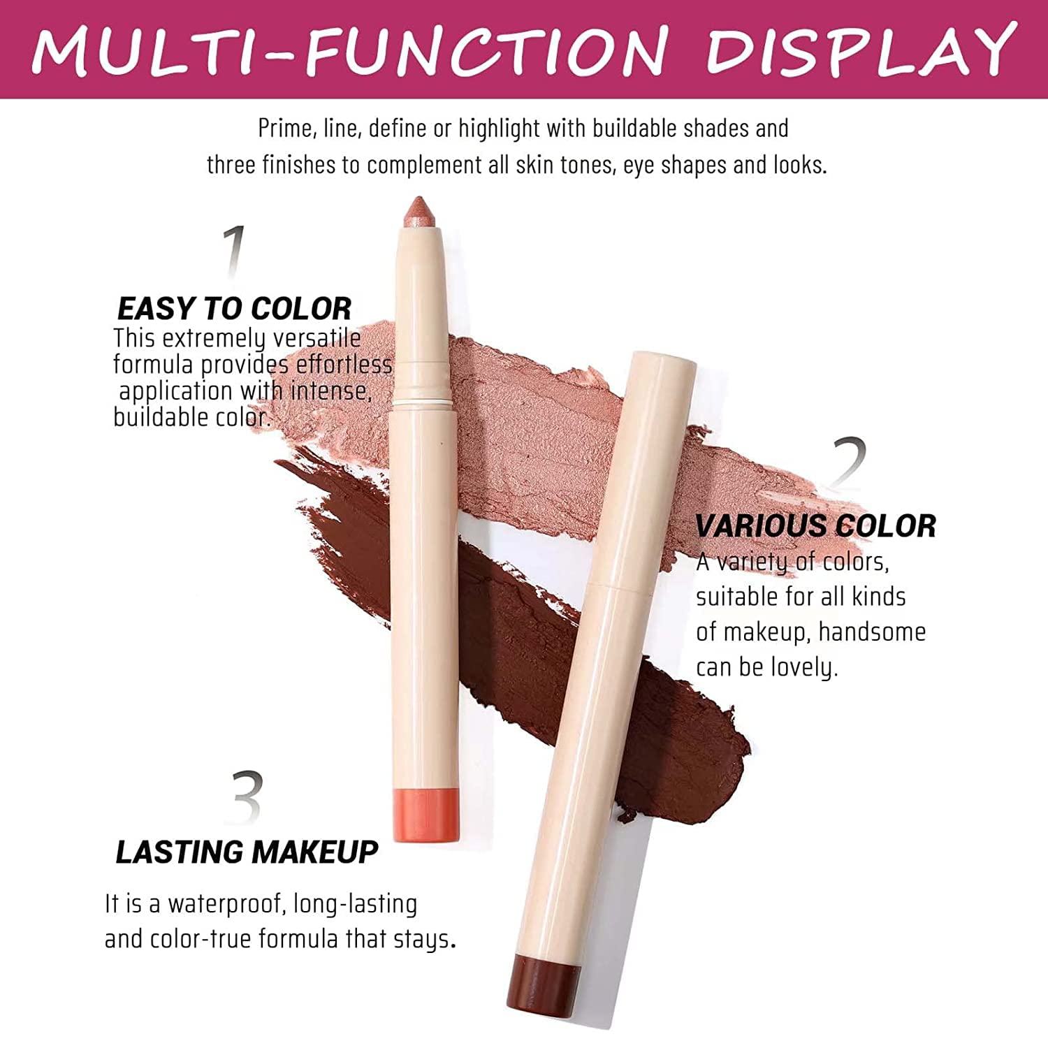 Silver Grey Cream Glitter Shimmer Eyeshadow Pencil 11#, Waterproof, Long Lasting, Hypoallergenic - Image 3