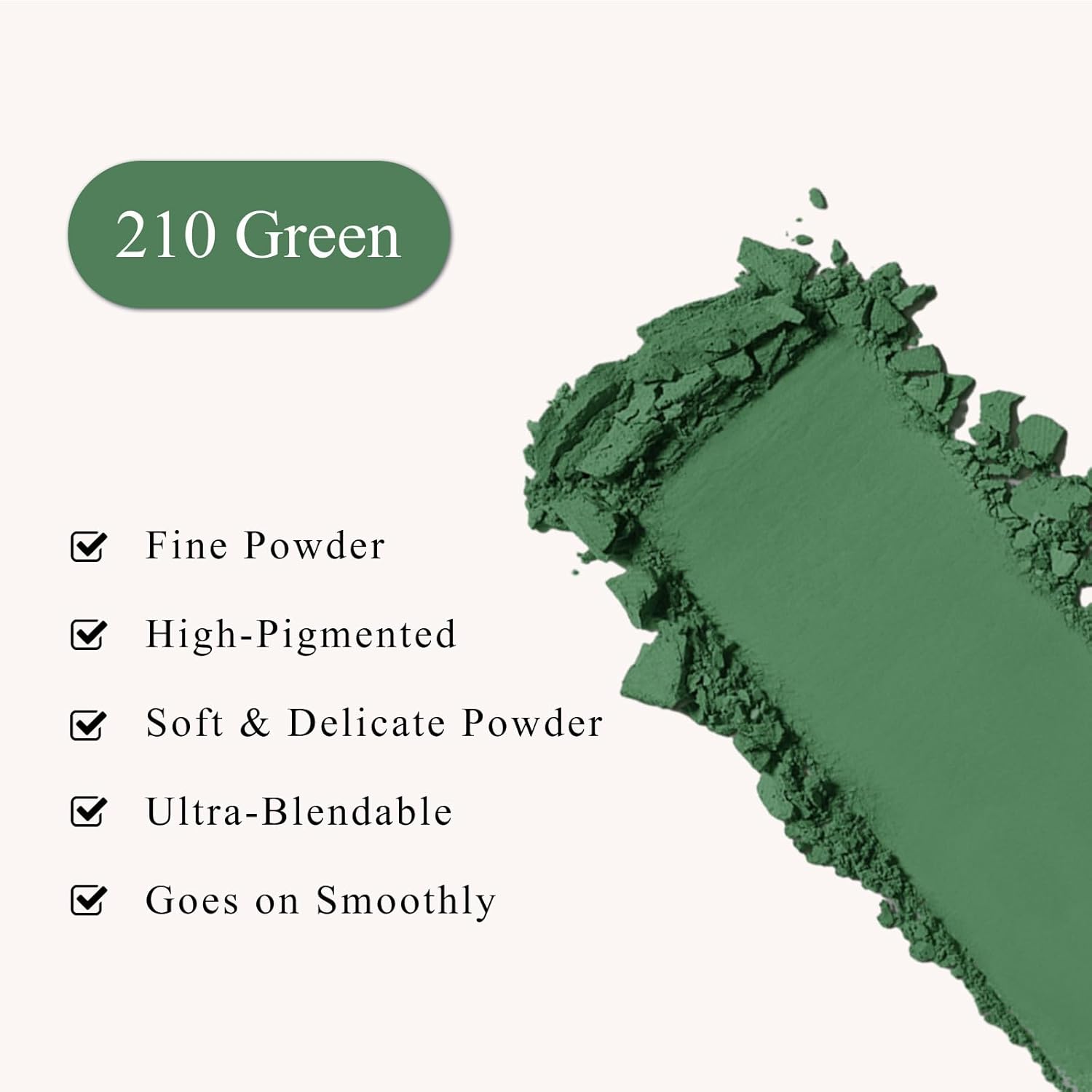 Single Green Pressed Powder Matte Eyeshadow Palette High Pigment Blendable Long Lasting Makeup - Image 2