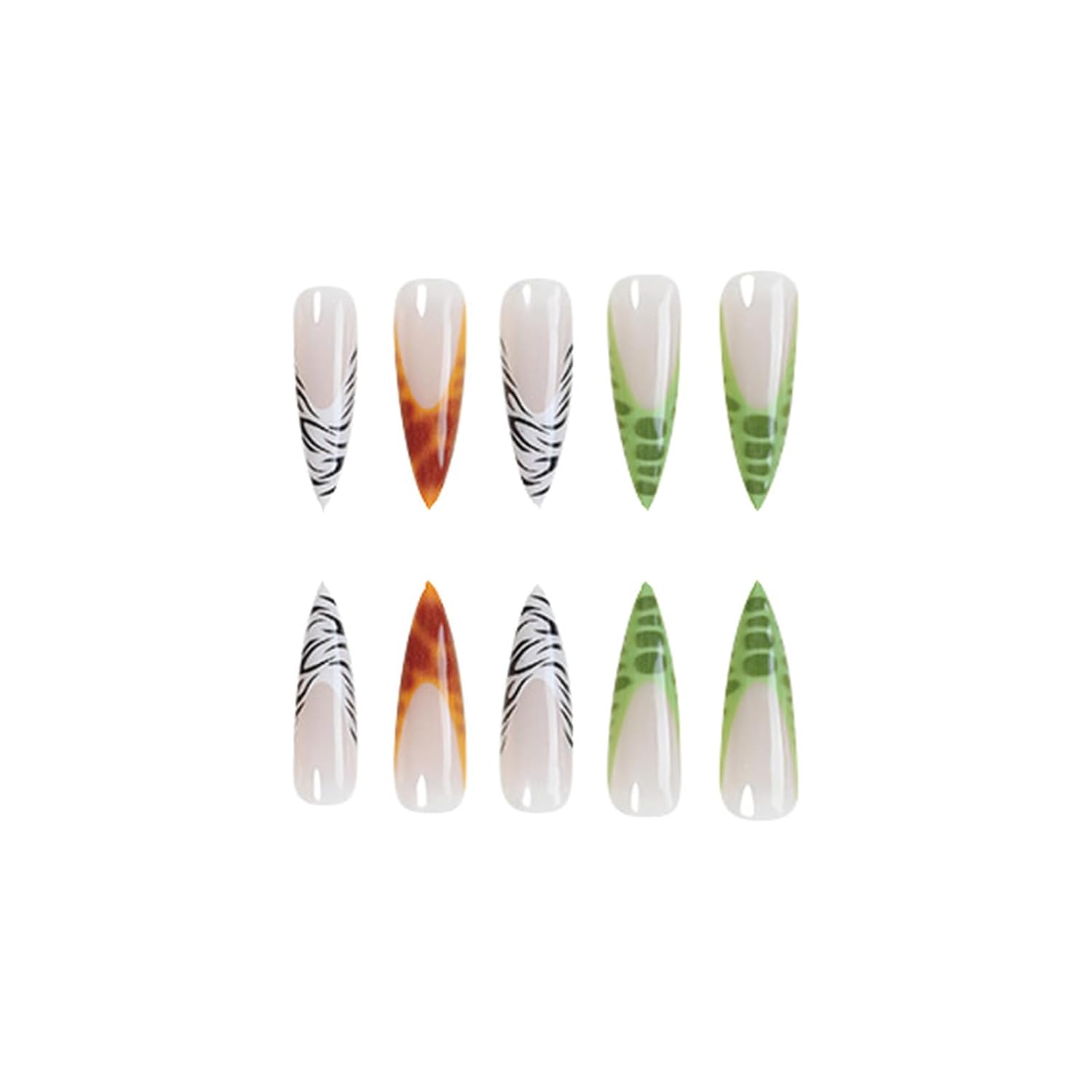 SINHOT 24pcs Long Glossy Leopard Print Ombre Almond Stiletto Press-On Nails - Image 2