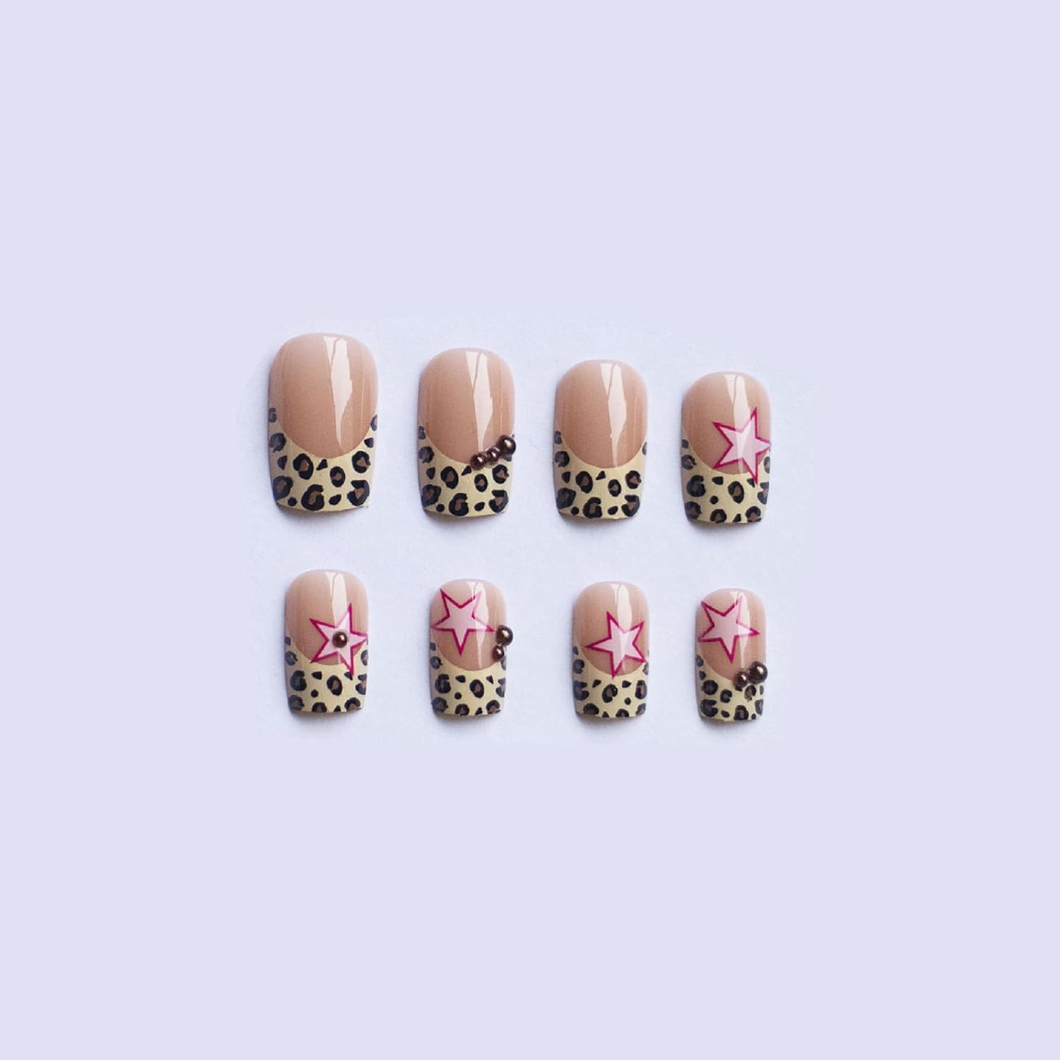 SINHOT Medium Square Press On Nails 24 Piece Glossy Leopard Print Acrylic Design - Image 5