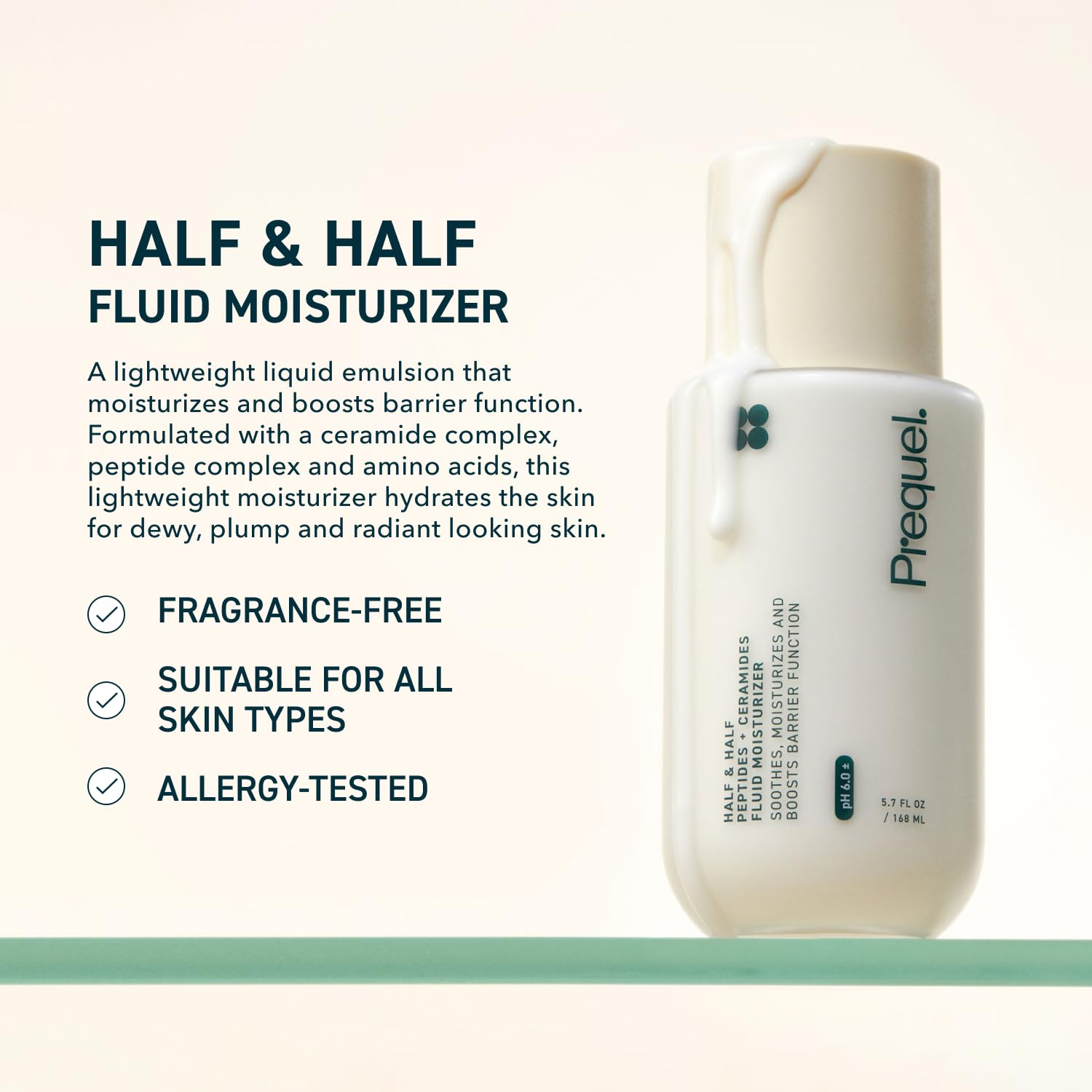 4 oz Half and Half Fluid Moisturizer Face Cream Lightweight Ceramide Peptide Lotion for All Skin Types - Image 2