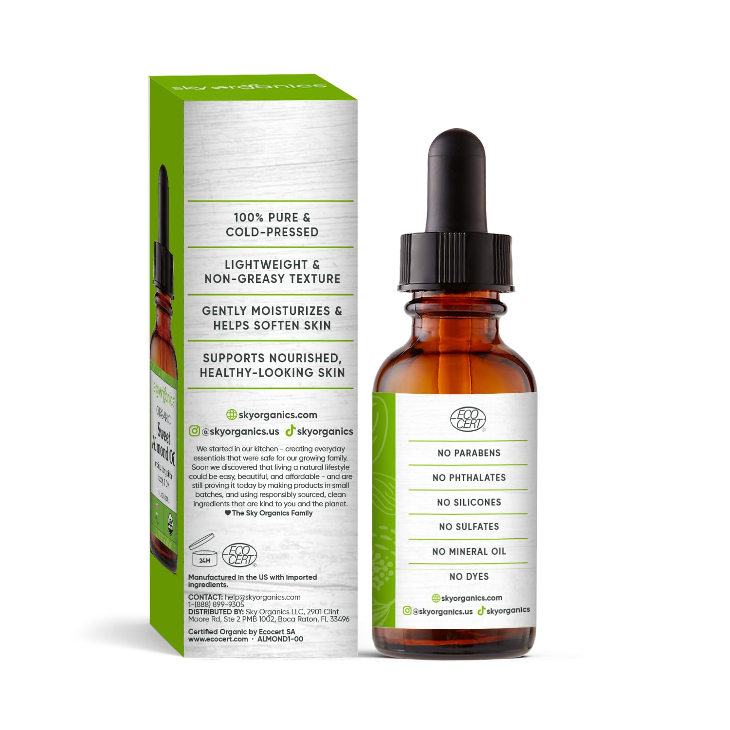 Sky Organics Organic Sweet Almond Oil Body Oil for Dry Sensitive Skin 1 fl. Oz - Image 2