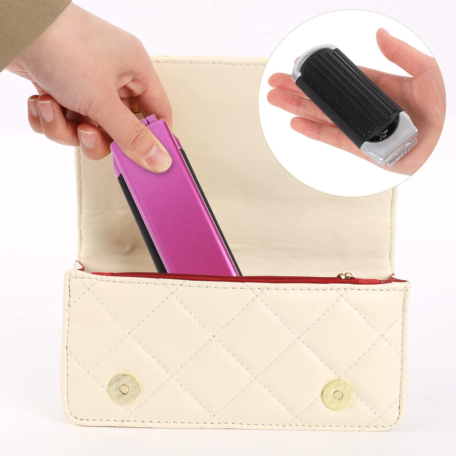 Sliverdew Travel Hair Brush Set, 2 Folding Brushes with Mirror, Compact and Portable, Silver & Purple - Image 3
