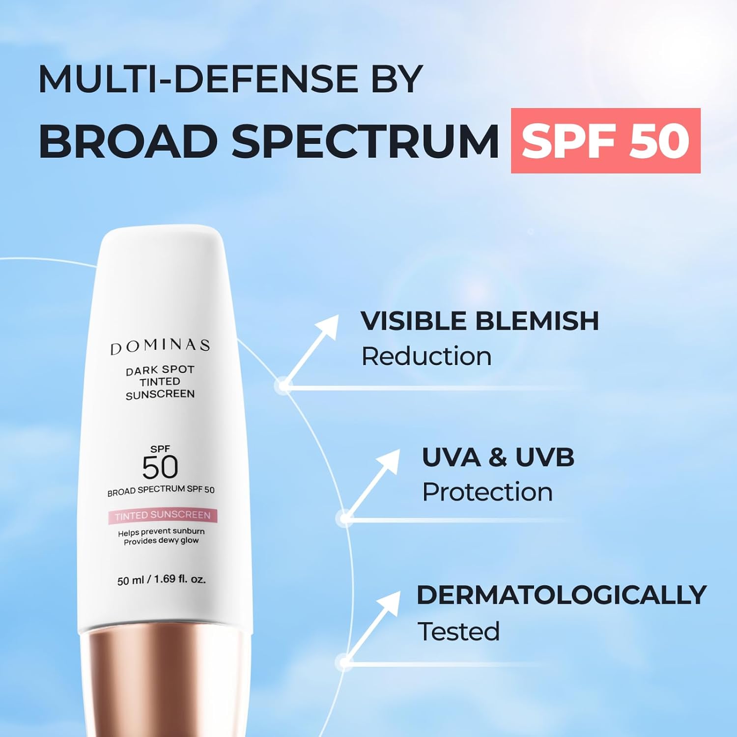 Dominas SPF 50 Tinted Sunscreen Moisturizer 1.7fl oz for Tone Correction and UV Defense - Image 4