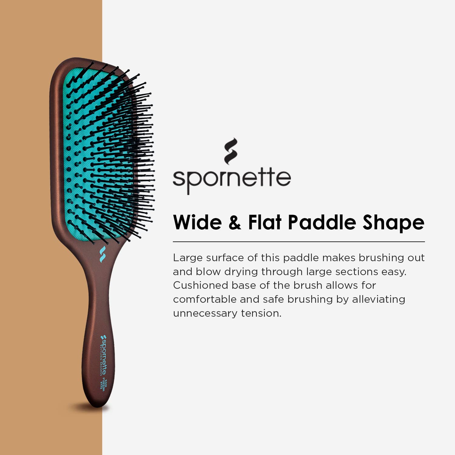 Spornette Ion Fusion Paddle Hair Brush with Ionic Nylon Bristles for All Hair Types - Image 3