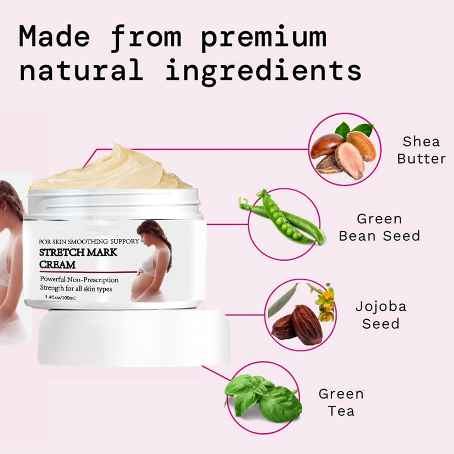 Shea Butter Stretch Mark Cream and Lotion for Pregnancy, 8 oz - Image 2