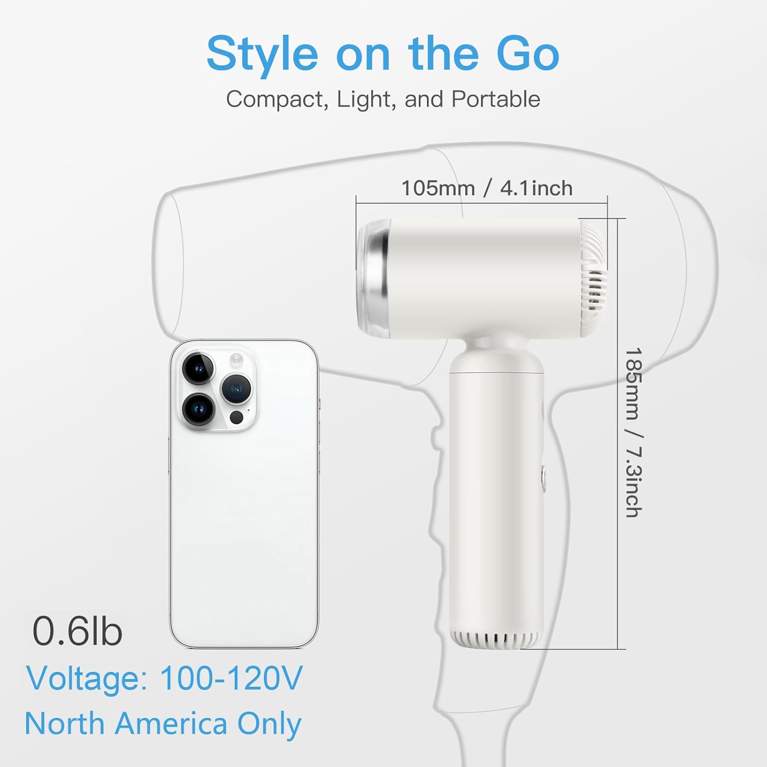 Super Mini High-Speed Ionic Hair Dryer, 200 Million Negative Ions, 110,000RPM, Lightweight Travel Design - Image 2