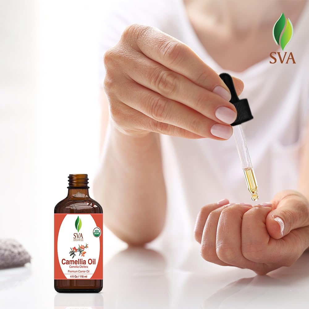 SVA Organic Camellia Seed Oil 4 Fl Oz 100% Natural Cold Pressed for Skin and Hair - Image 6