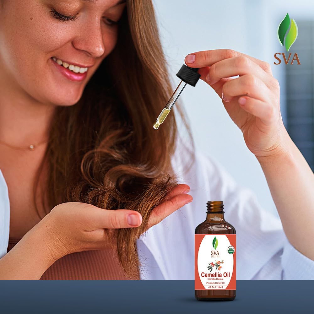 SVA Organic Camellia Seed Oil 4 Fl Oz 100% Natural Cold Pressed for Skin and Hair - Image 8